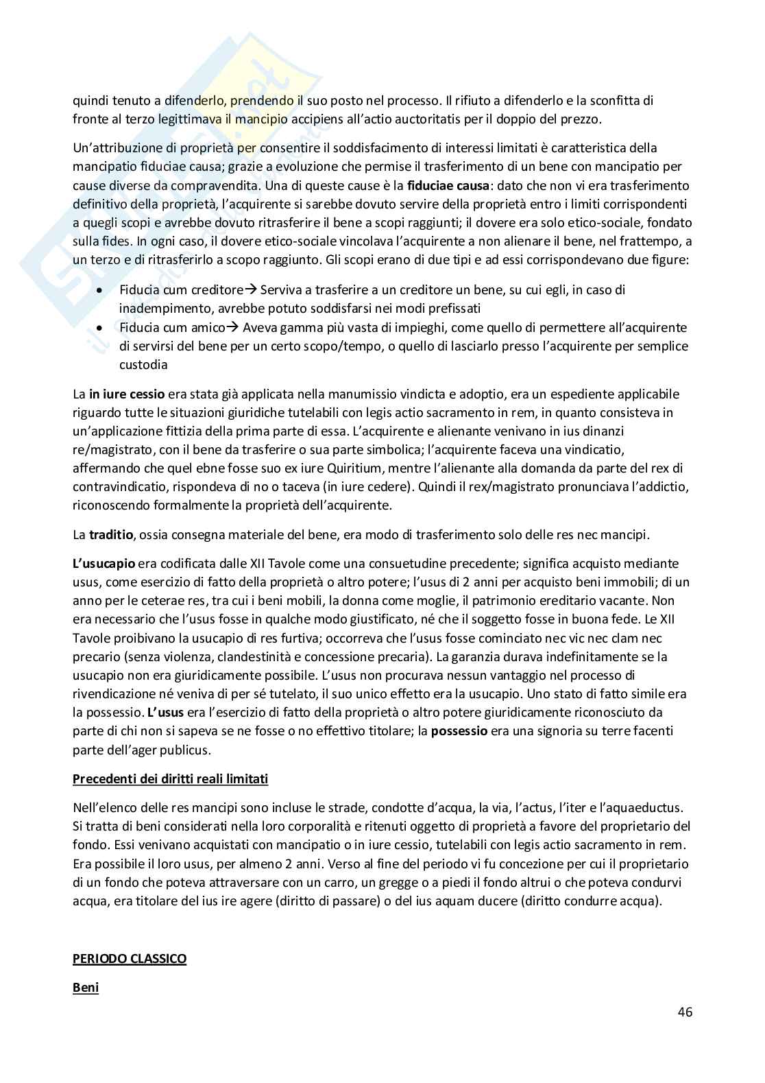 Riassunto esame Storia del diritto privato romano, prof. Sperandio, libro consigliato Istituzioni di diritto romano di Pugliese-Sitzia-Vacca Pag. 46