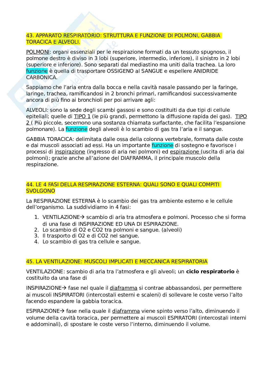 Fisiologia cuore reni e polmoni Pag. 1