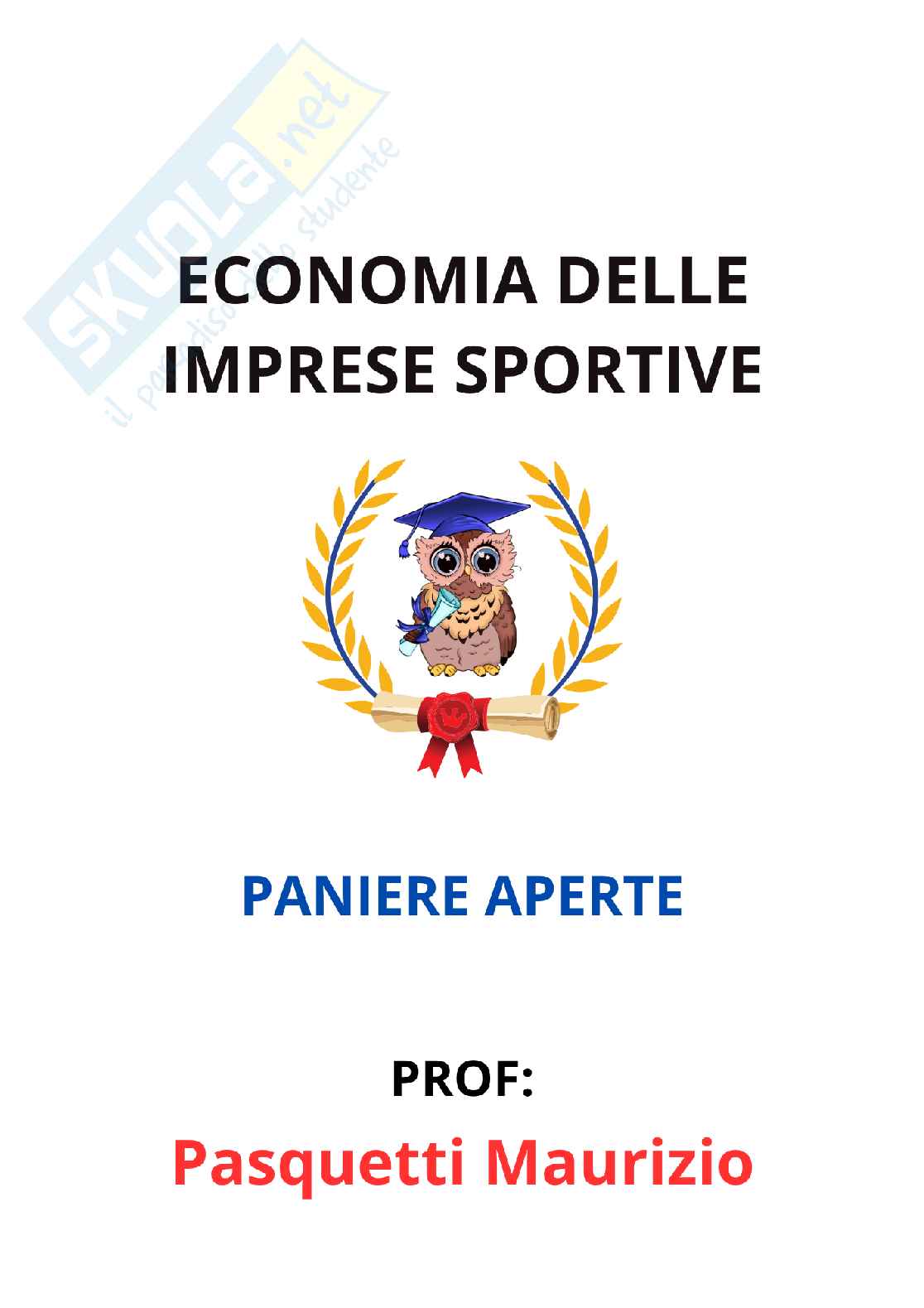 Paniere Economia delle imprese sportive (2026) - Risposte aperte corrette  Pag. 1