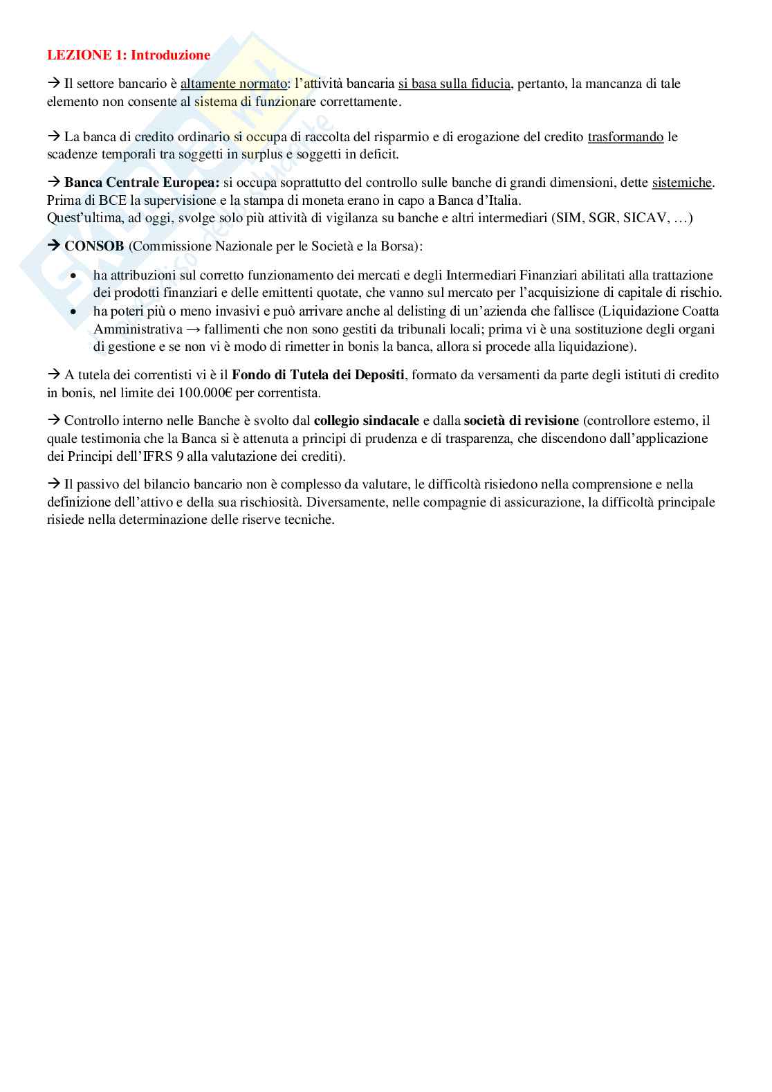 Bilancio delle Banche Pag. 1