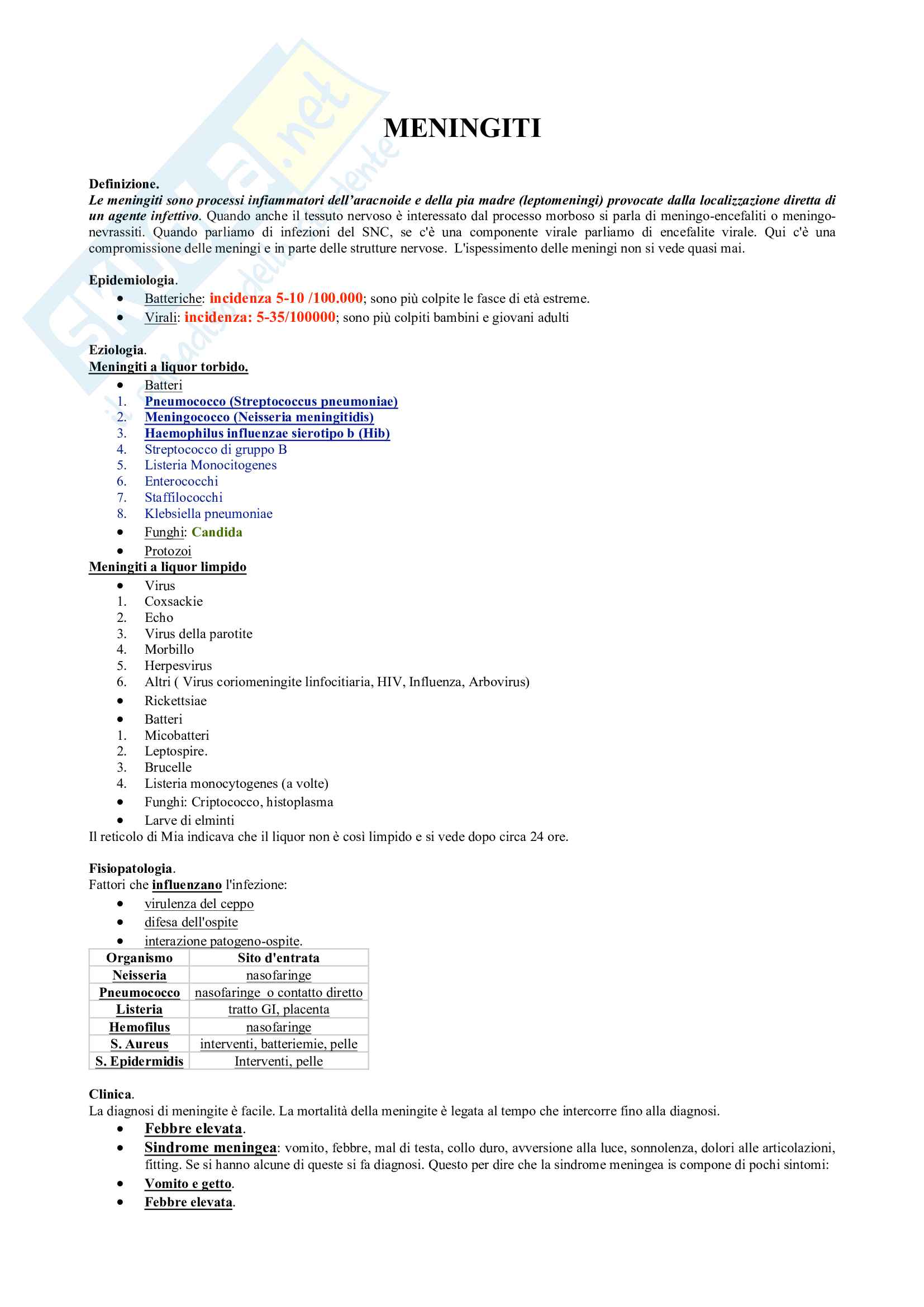 Meningiti infettive Pag. 1