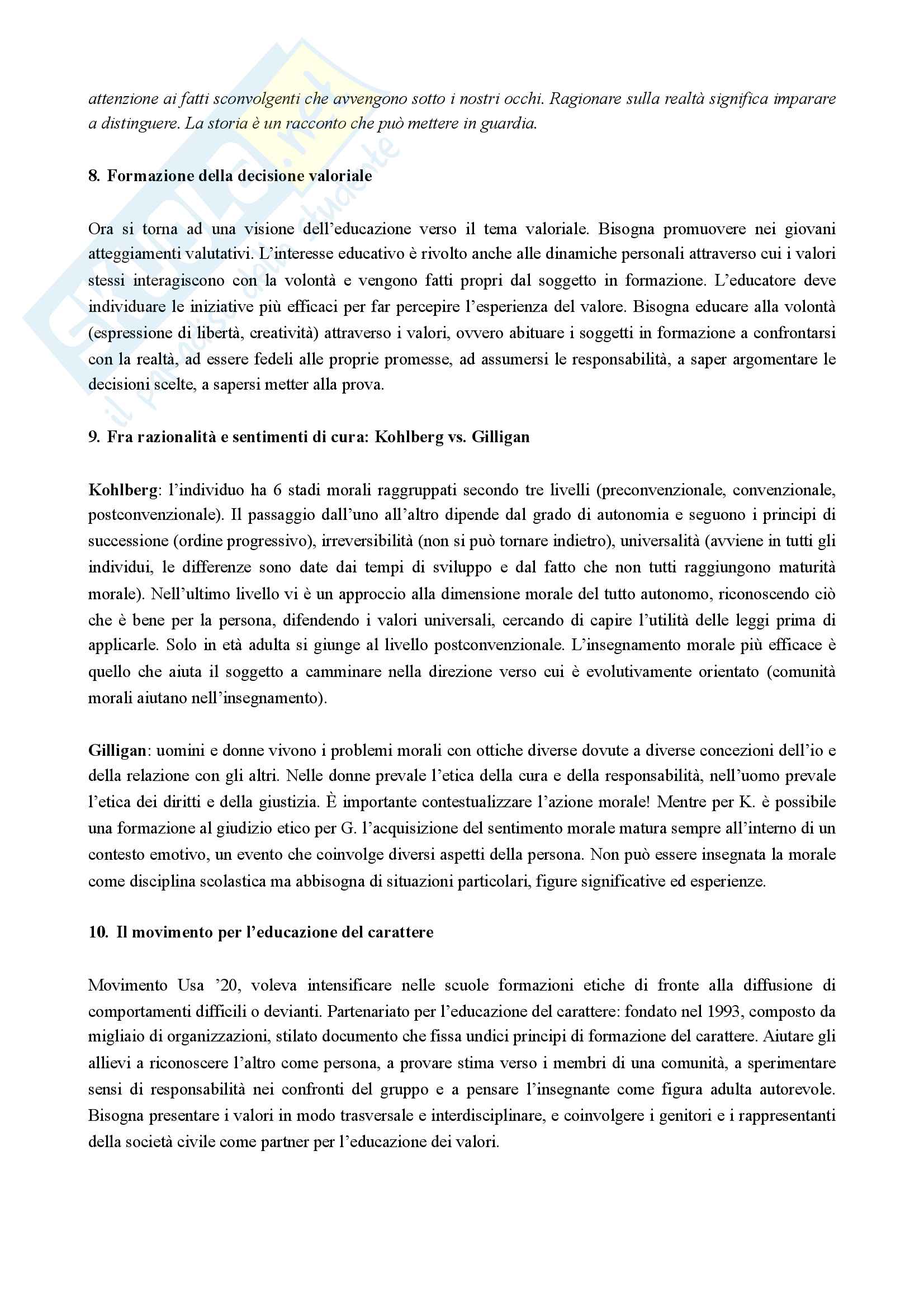 Riassunto esame Pedagogia, prof. Fedeli, libro consigliato I significati dell'educazione, Chiosso Pag. 16