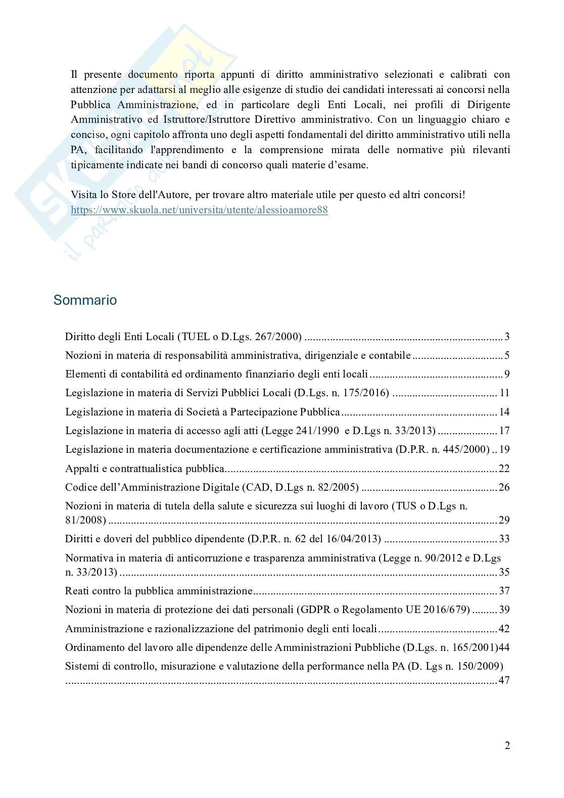Appunti Diritto amministrativo per Concorso Pubblico per Dirigente Amministrativo e Istruttore direttivo amministrativo nella Pubblica Amministrazione Enti Locali Pag. 2