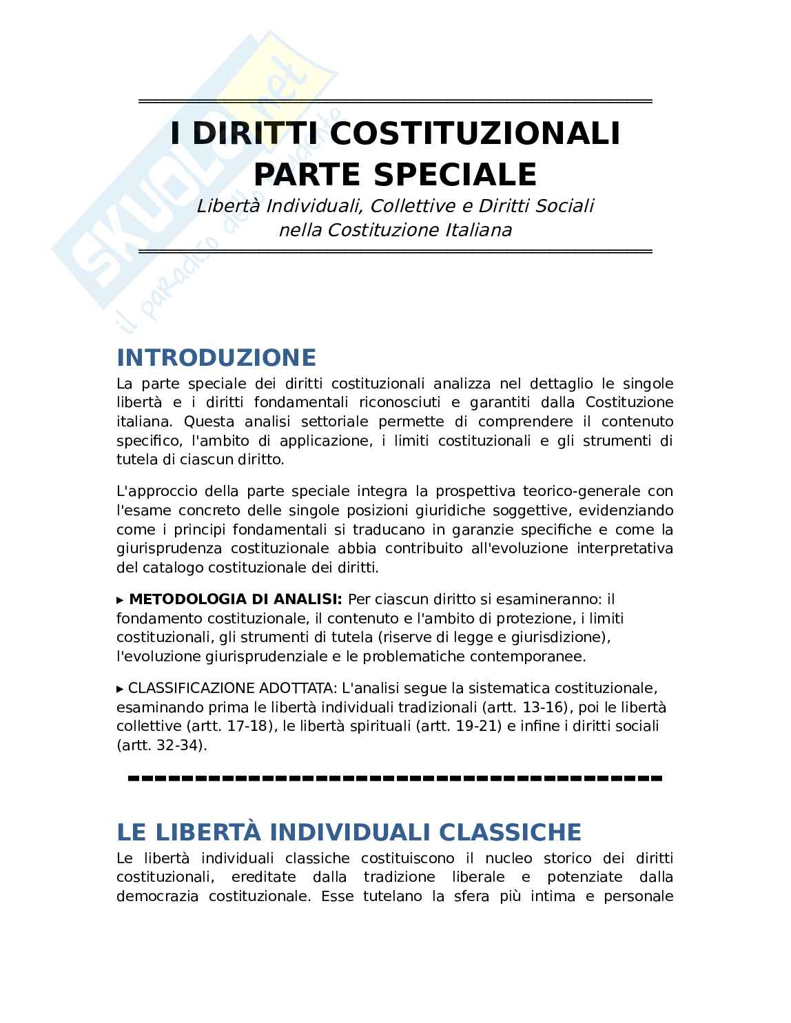 Diritti Costituzionali - Parte speciale Pag. 1