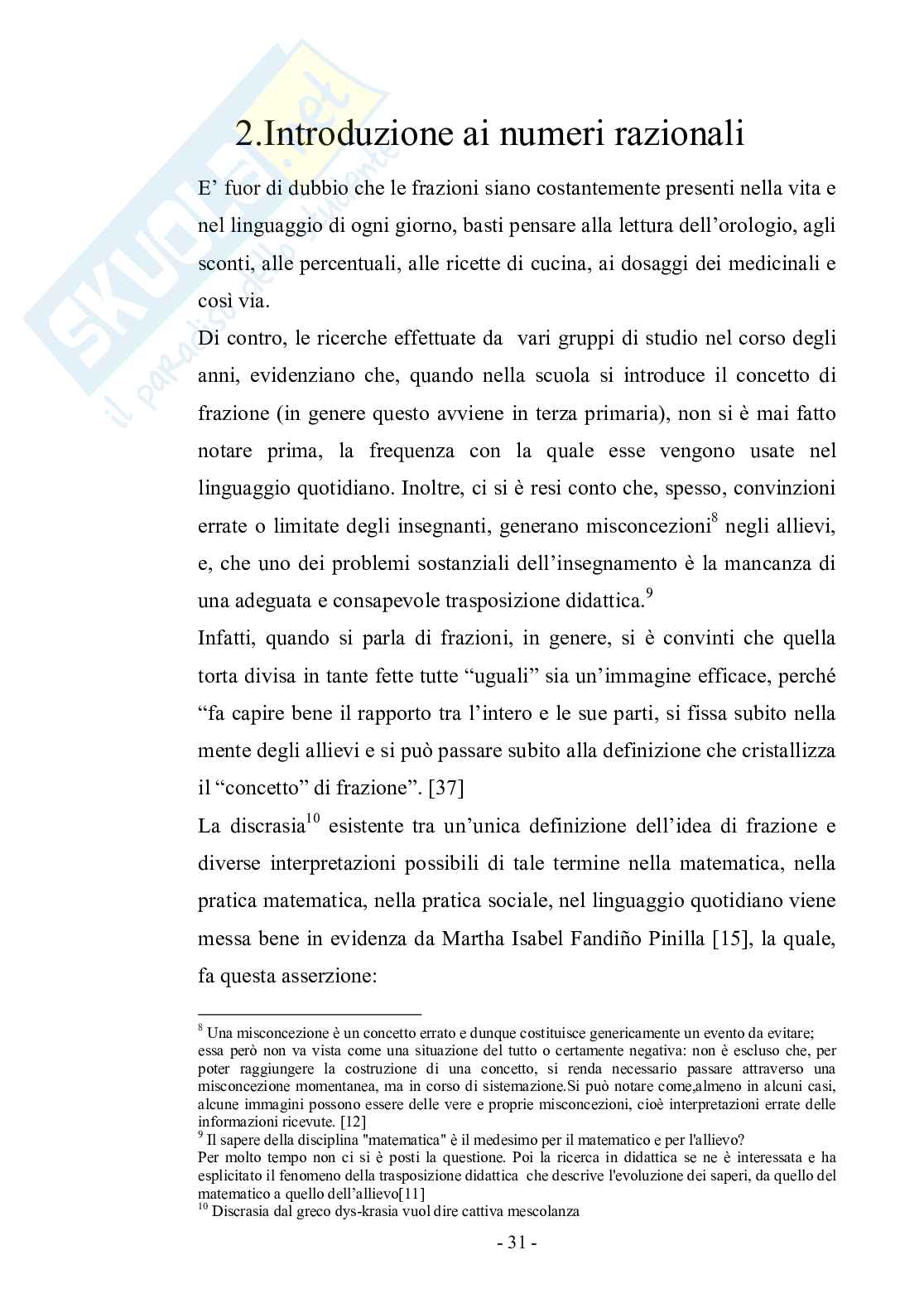 Didattica delle frazioni: analisi e problemi di introduzione Pag. 31