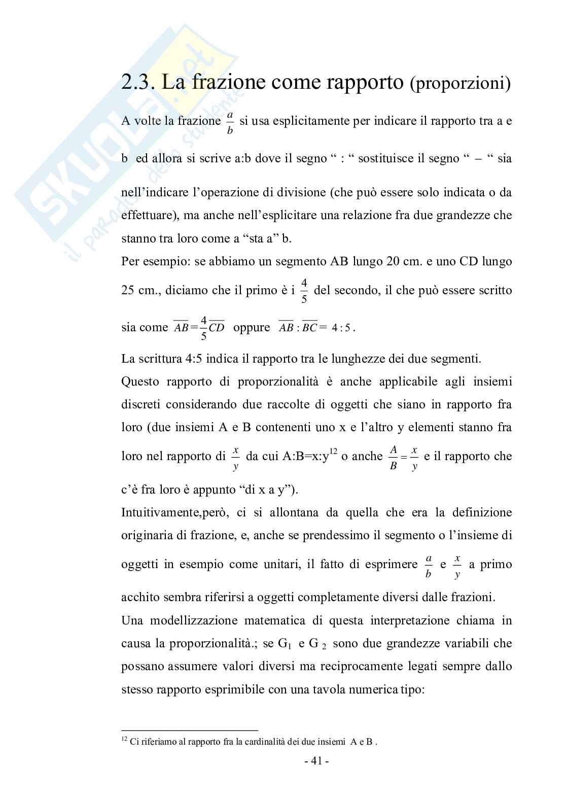 Didattica delle frazioni: analisi e problemi di introduzione Pag. 41