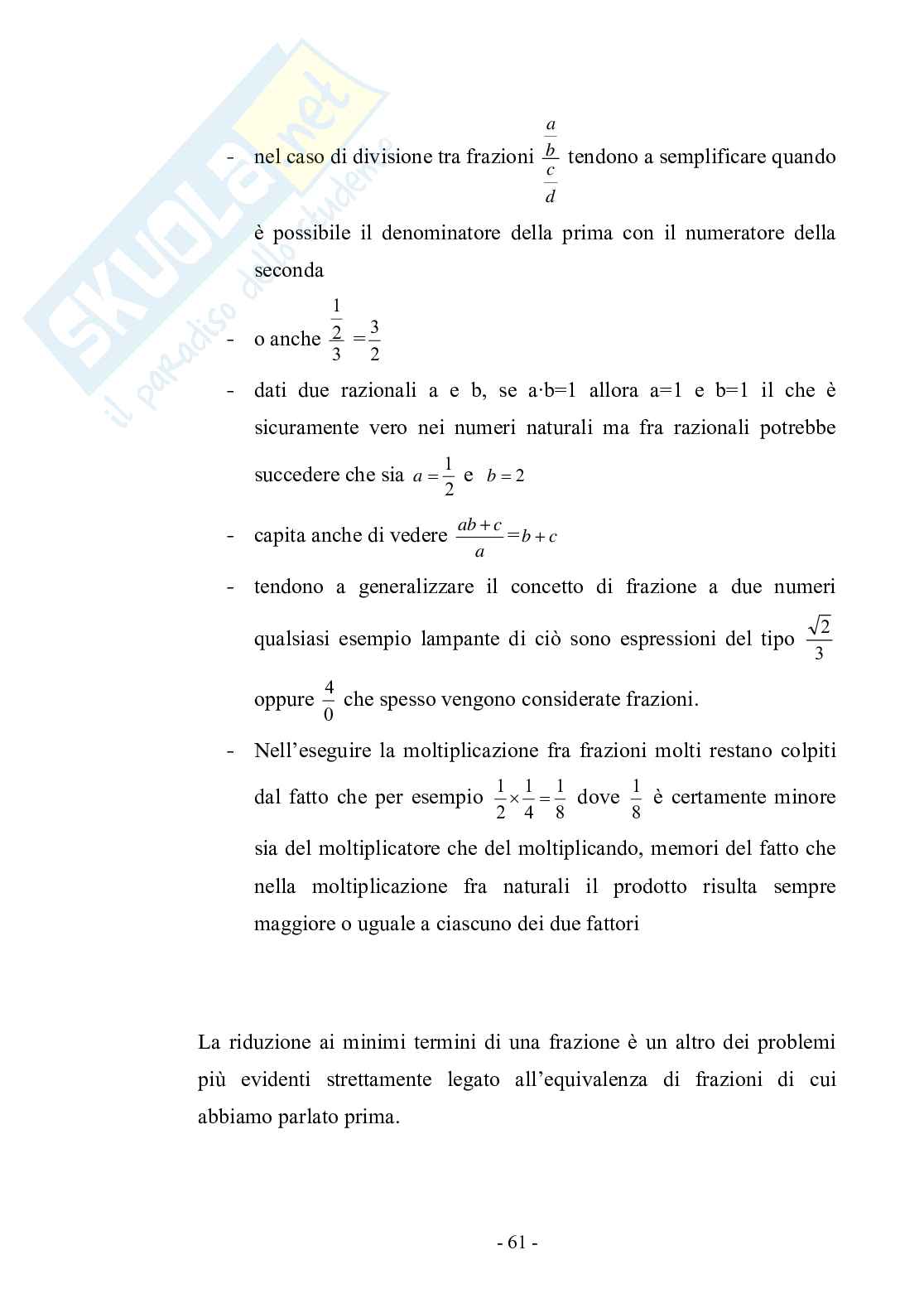 Didattica delle frazioni: analisi e problemi di introduzione Pag. 61