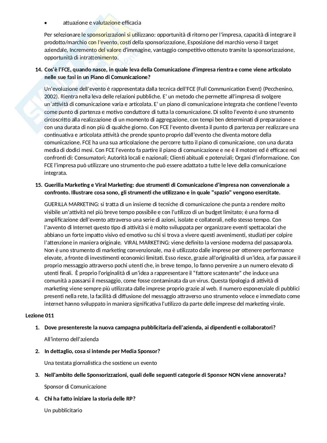 Domande chiuse e aperte comunicazione d'impresa ordine di lezione  Pag. 16