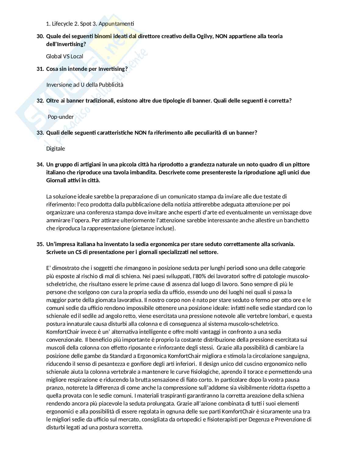 Domande chiuse e aperte comunicazione d'impresa ordine di lezione  Pag. 51