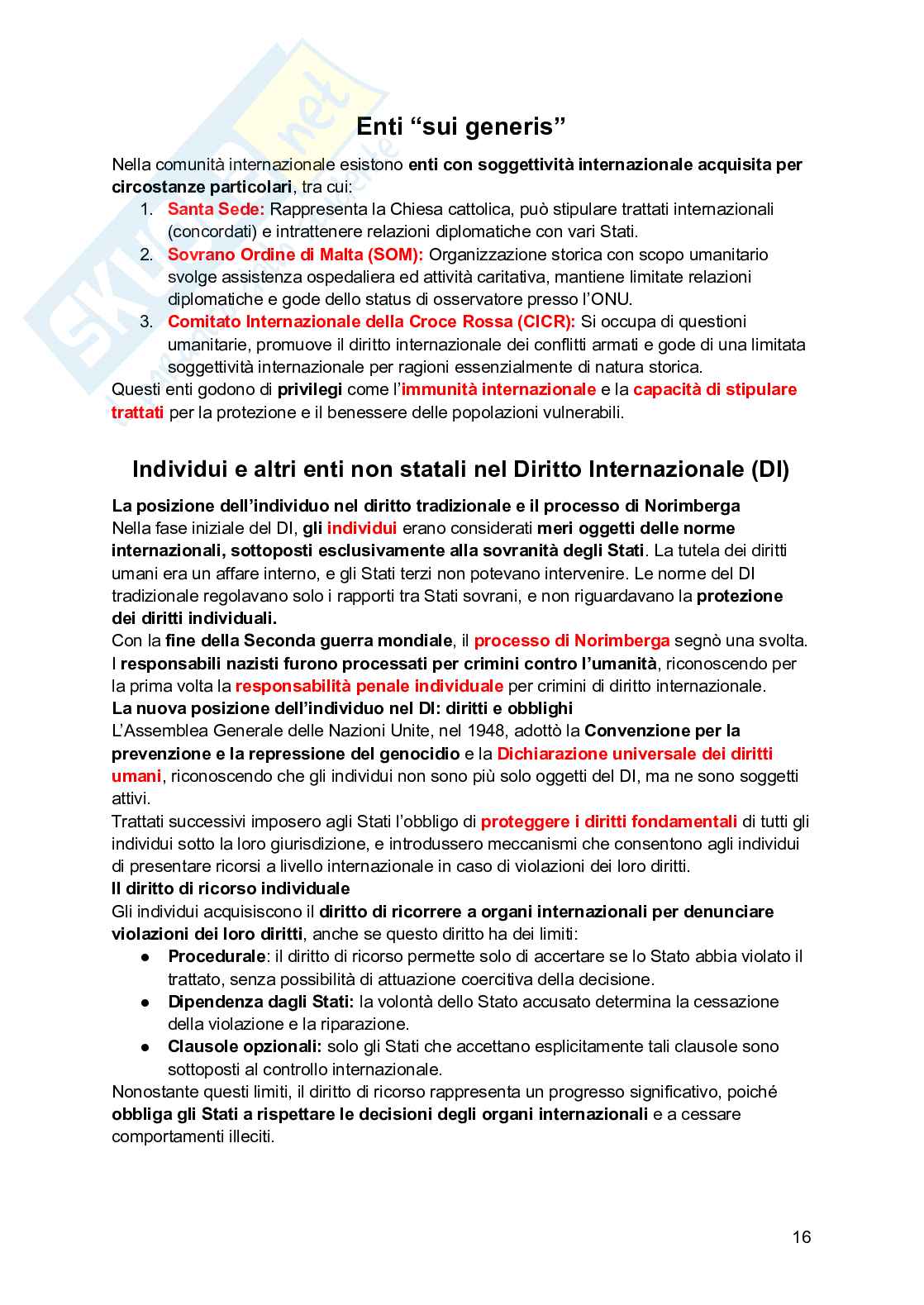 Riassunto esame Diritto internazionale, Prof. Carpanelli Elena, libro consigliato Manuale diritto internazionale , Cassese Pag. 16