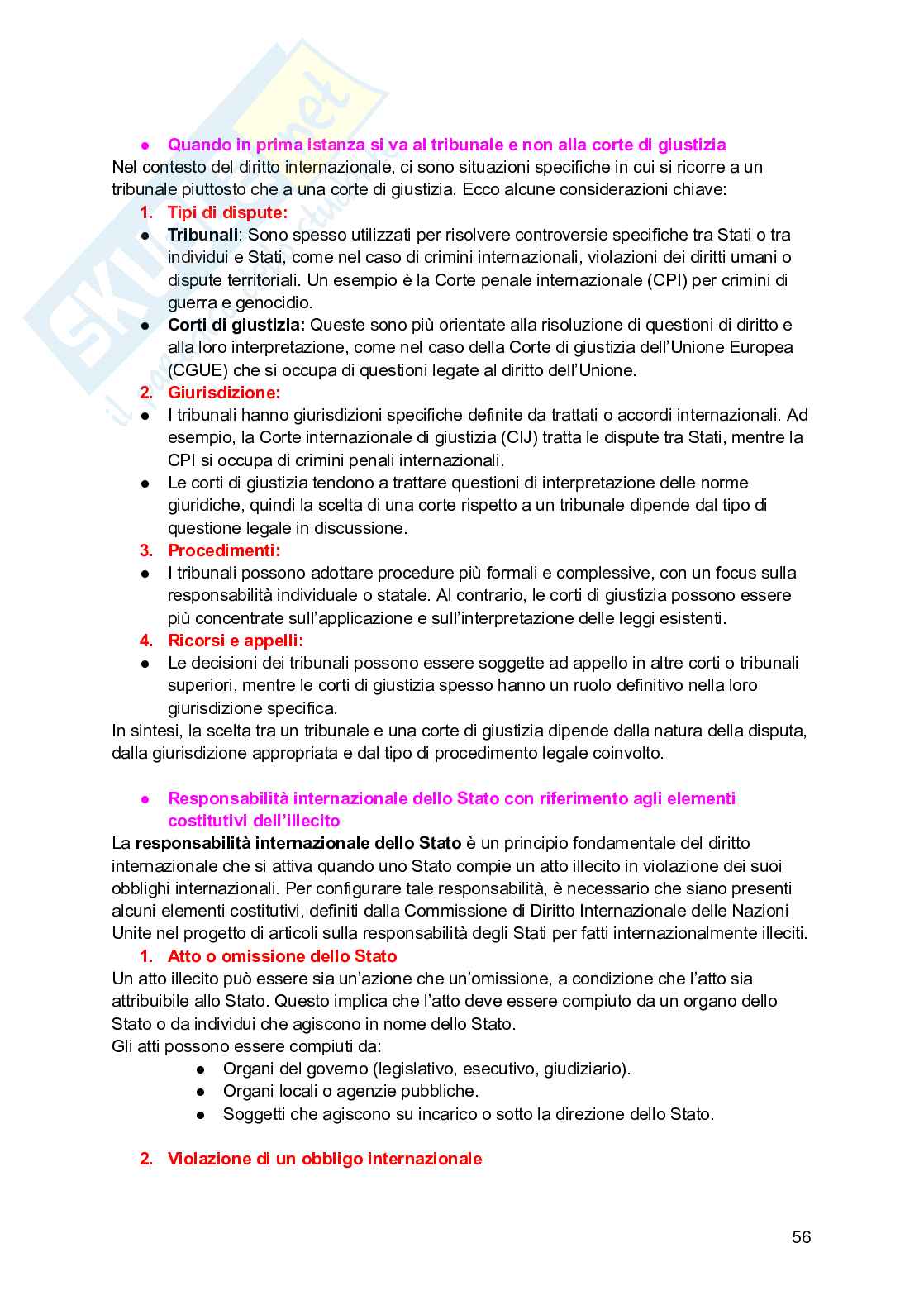 Riassunto esame Diritto internazionale, Prof. Carpanelli Elena, libro consigliato Manuale diritto internazionale , Cassese Pag. 56