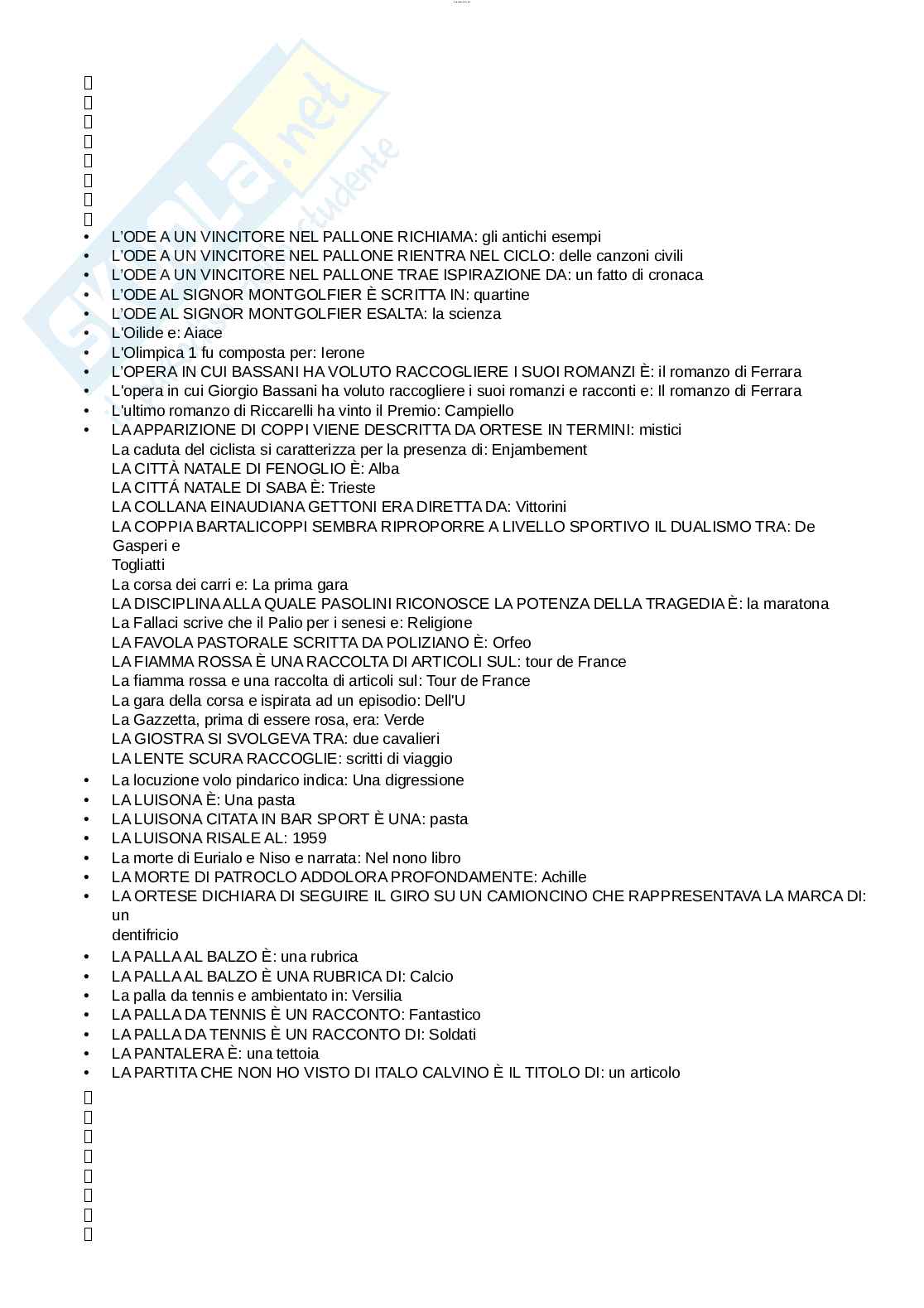 Paniere esame Letteratura e sport Pag. 11