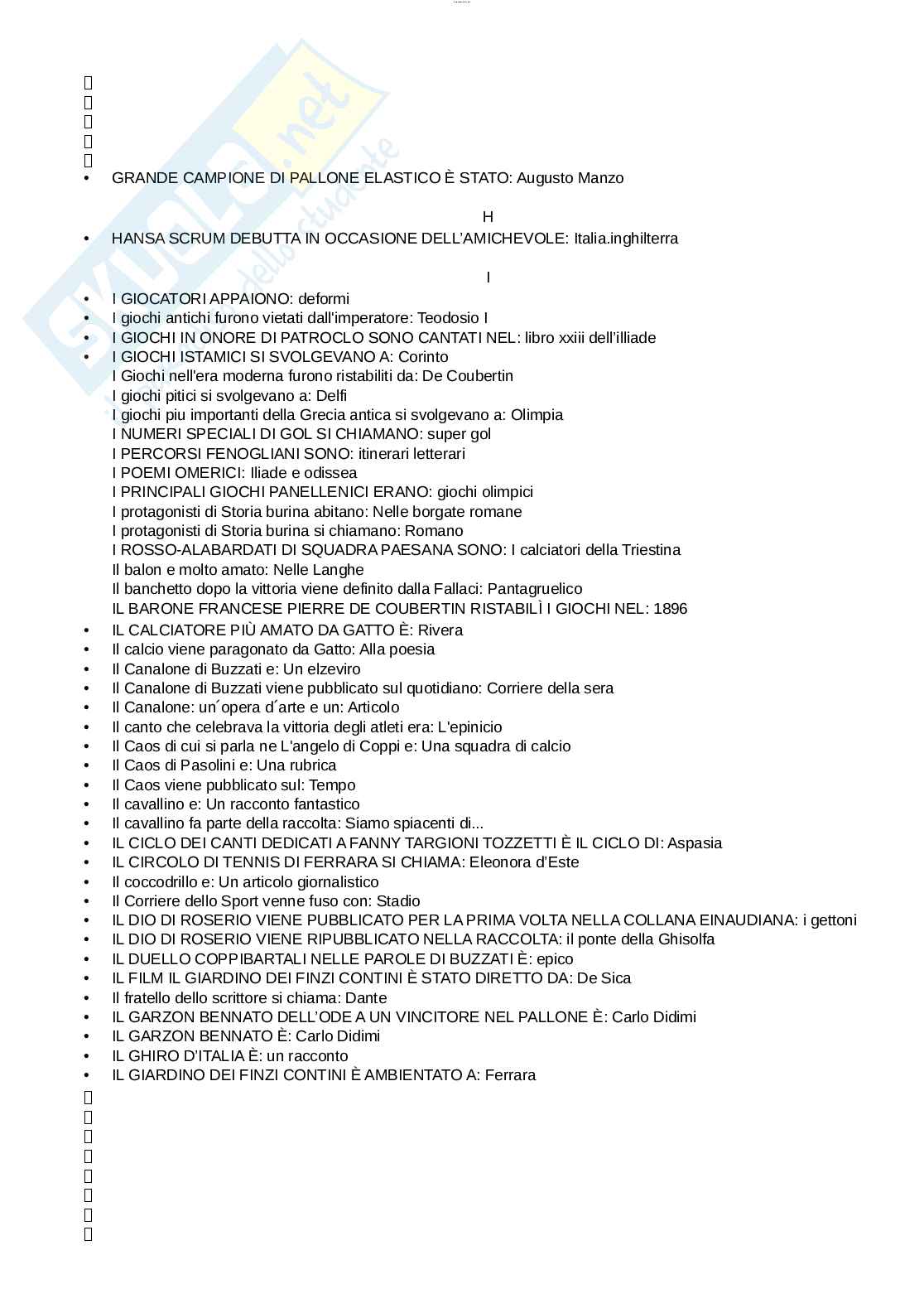 Paniere esame Letteratura e sport Pag. 6
