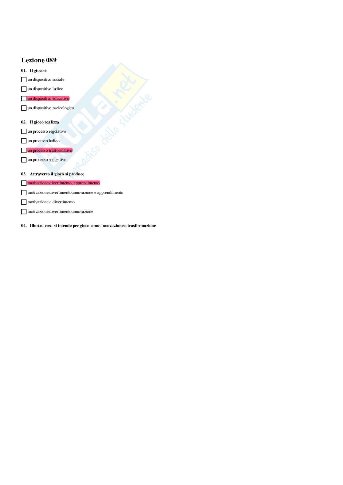 Paniere Fondamenti pedagogici per l'infanzia 0-3 anni - Risposte multiple - aggiornato (2026) Pag. 91