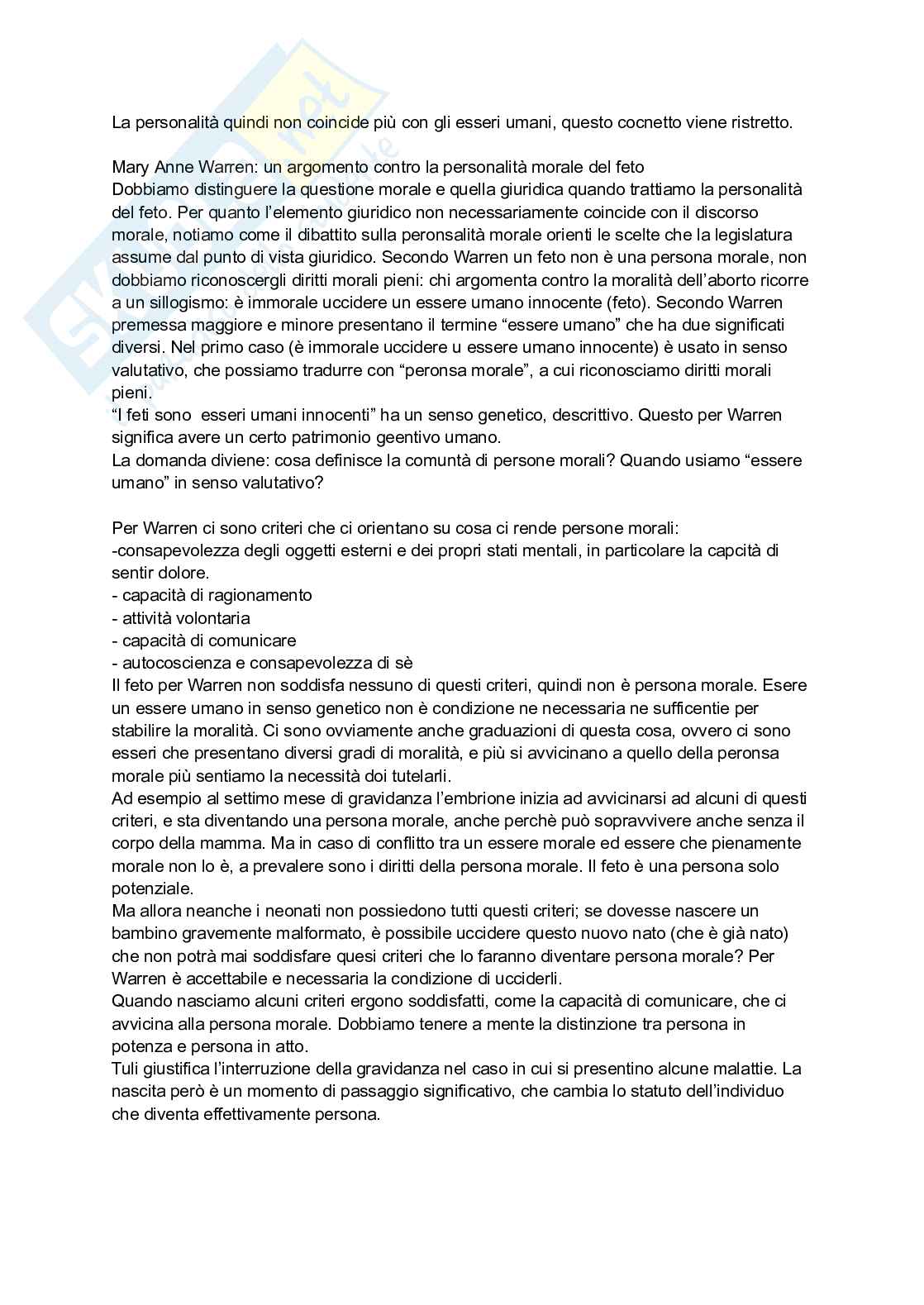 Riassunto esame Bioetica, Prof. Vantin Serena, libro consigliato Le metamorfosi della responsabilità , Vantin Pag. 16