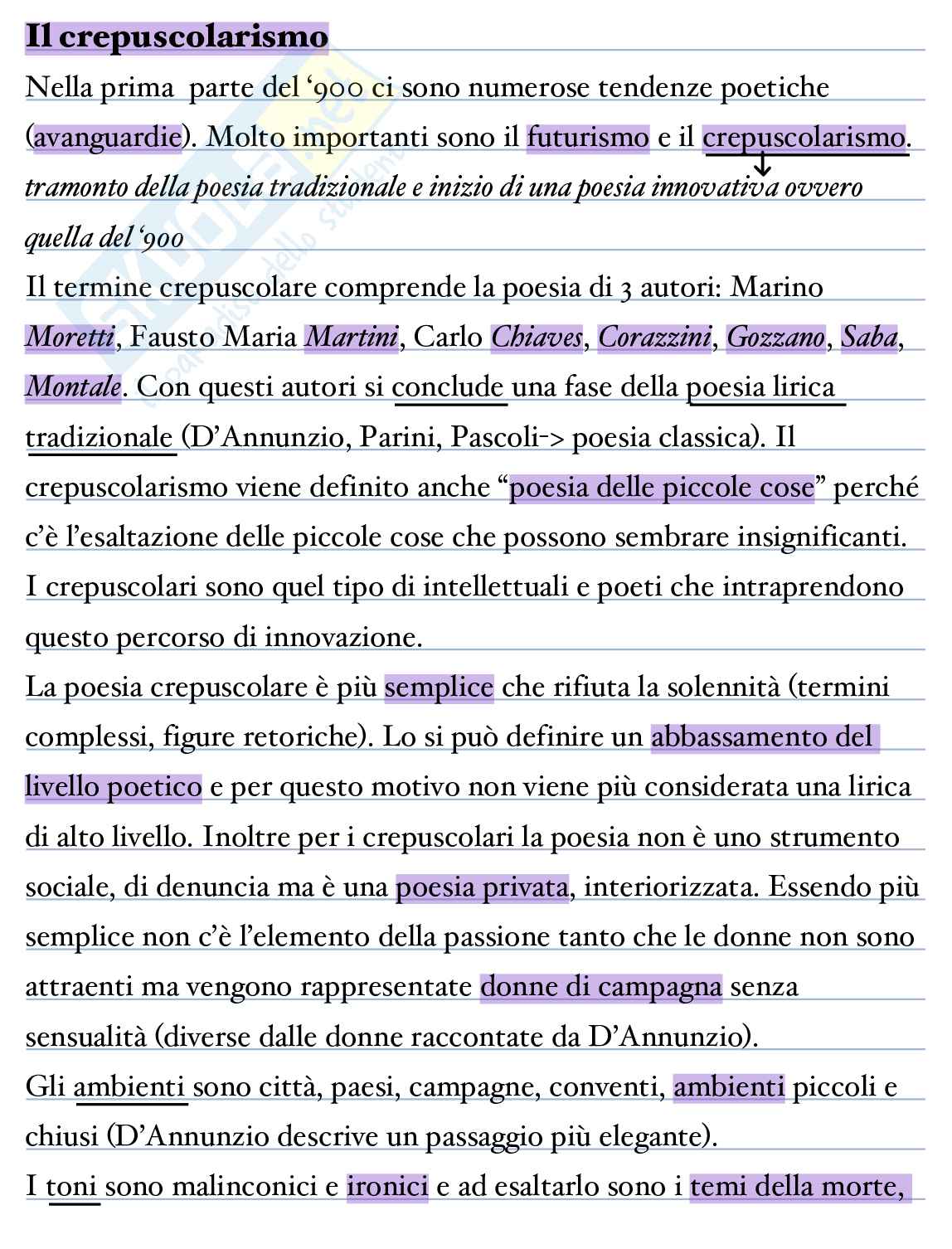 Appunti di Letteratura italiana I sul futurismo  Pag. 1