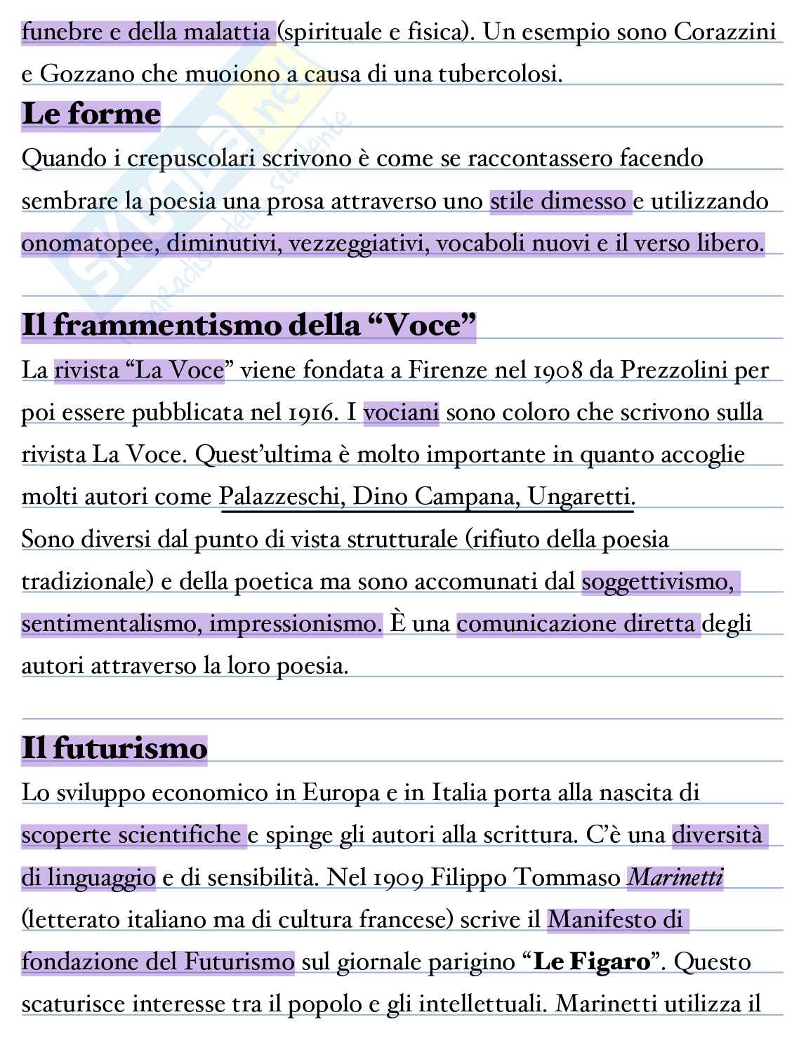 Appunti di Letteratura italiana I sul futurismo  Pag. 2