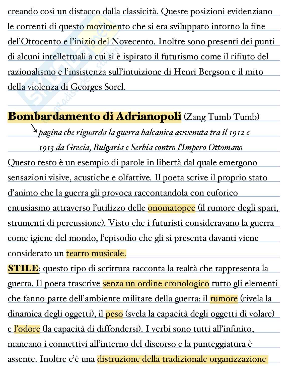 Appunti di Letteratura italiana I sul futurismo  Pag. 6