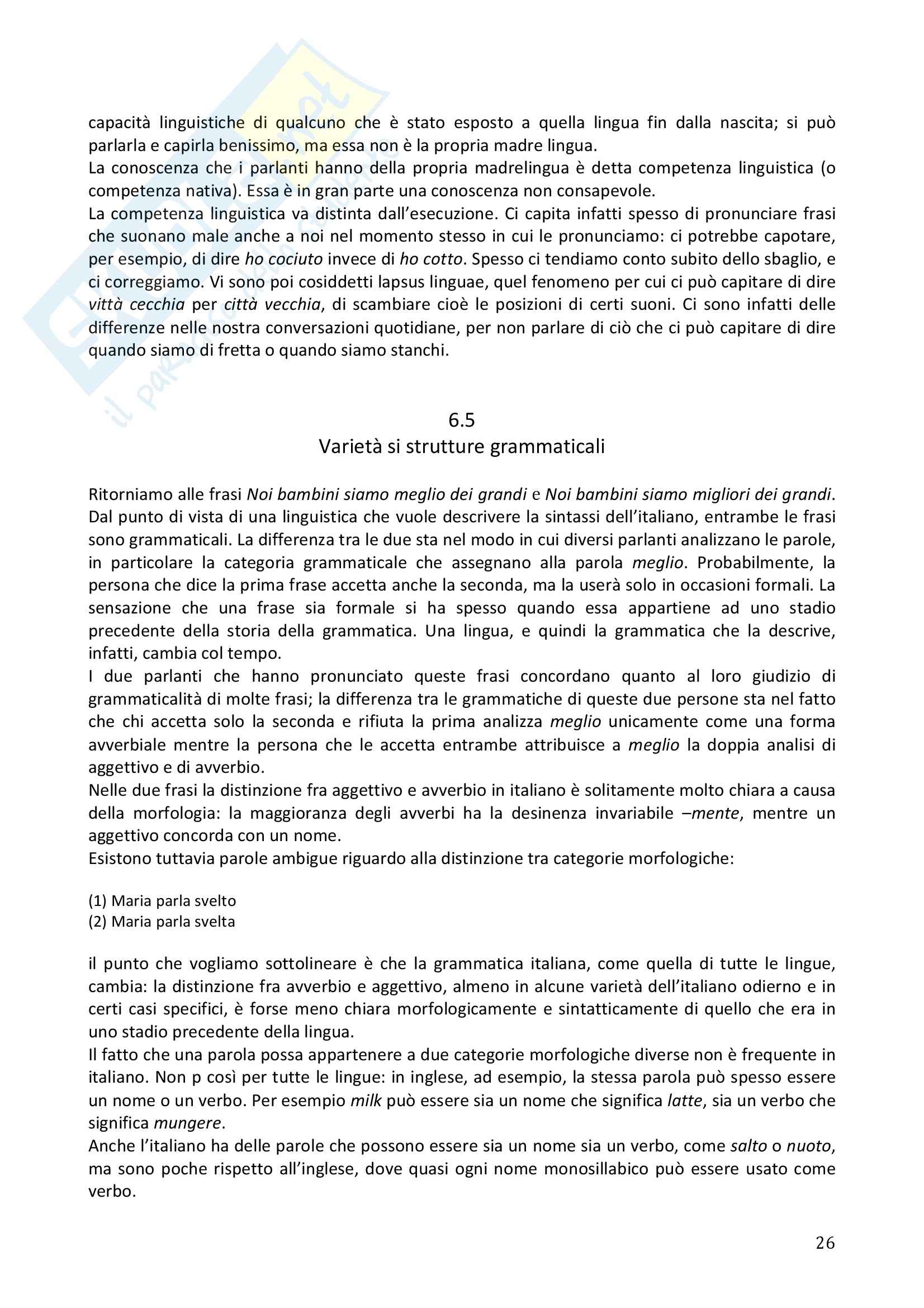 Riassunto esame Glottologia, prof.ssa Franchi, libro consigliato L'animale Parlante, M. Nespor-D. Jo Napoli Pag. 26