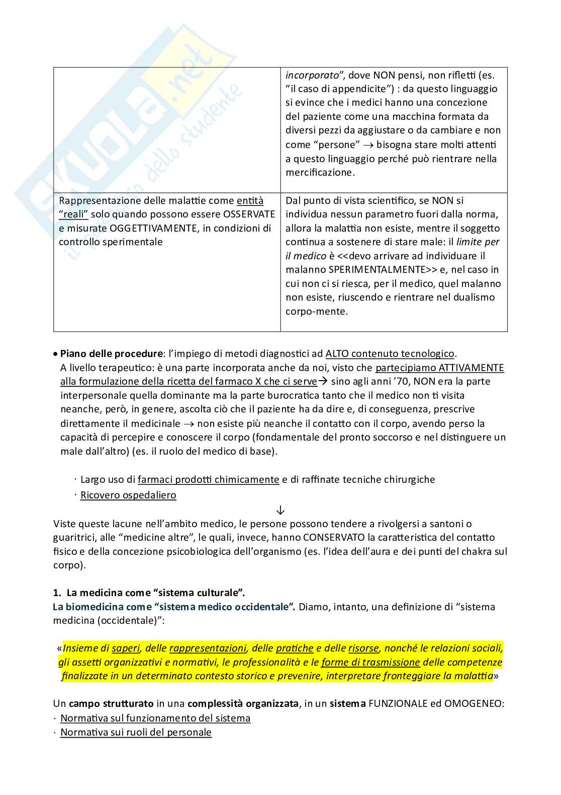 Antropologia culturale: la biomedicina, la salute, la medicina popolare Pag. 51