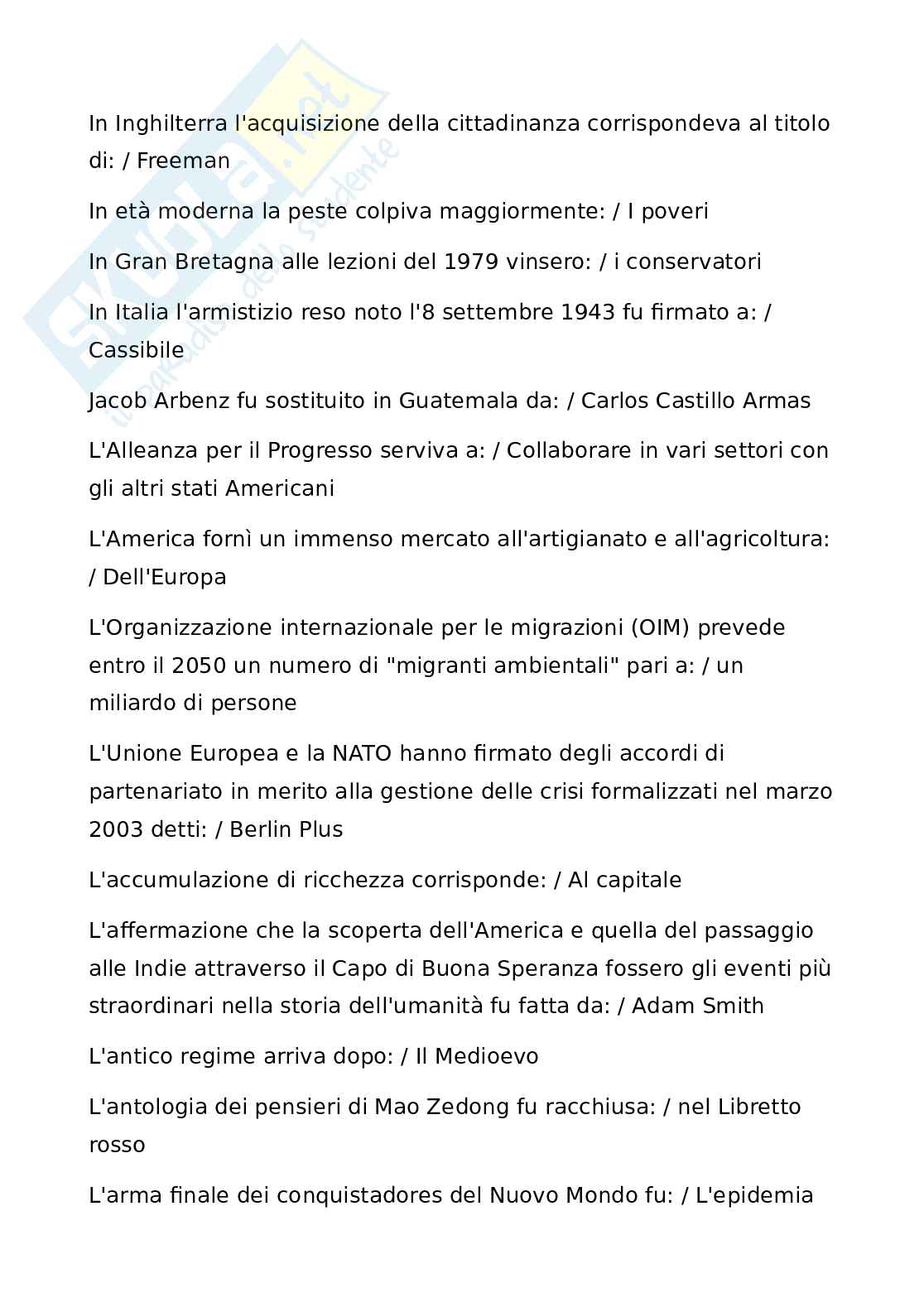 Paniere domande esame Storia Contemporanea Università Pegaso Pag. 26