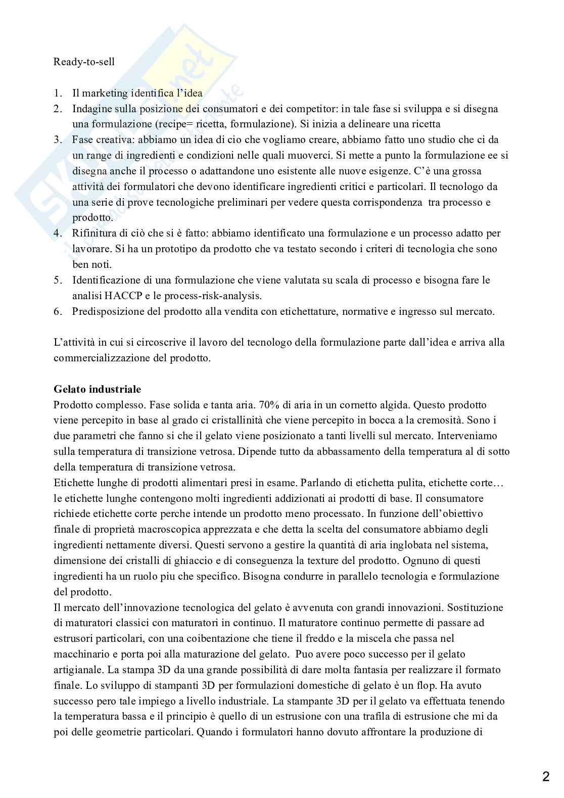 Tecnologia della formulazione dei prodotti alimentari Pag. 2