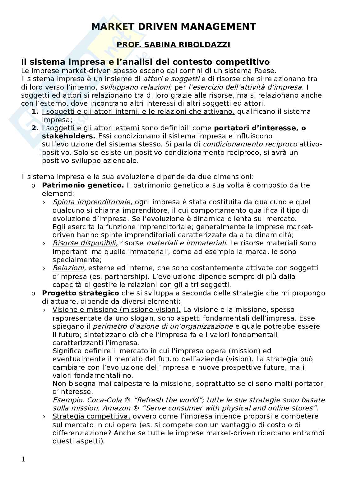 Market driven management  Pag. 1