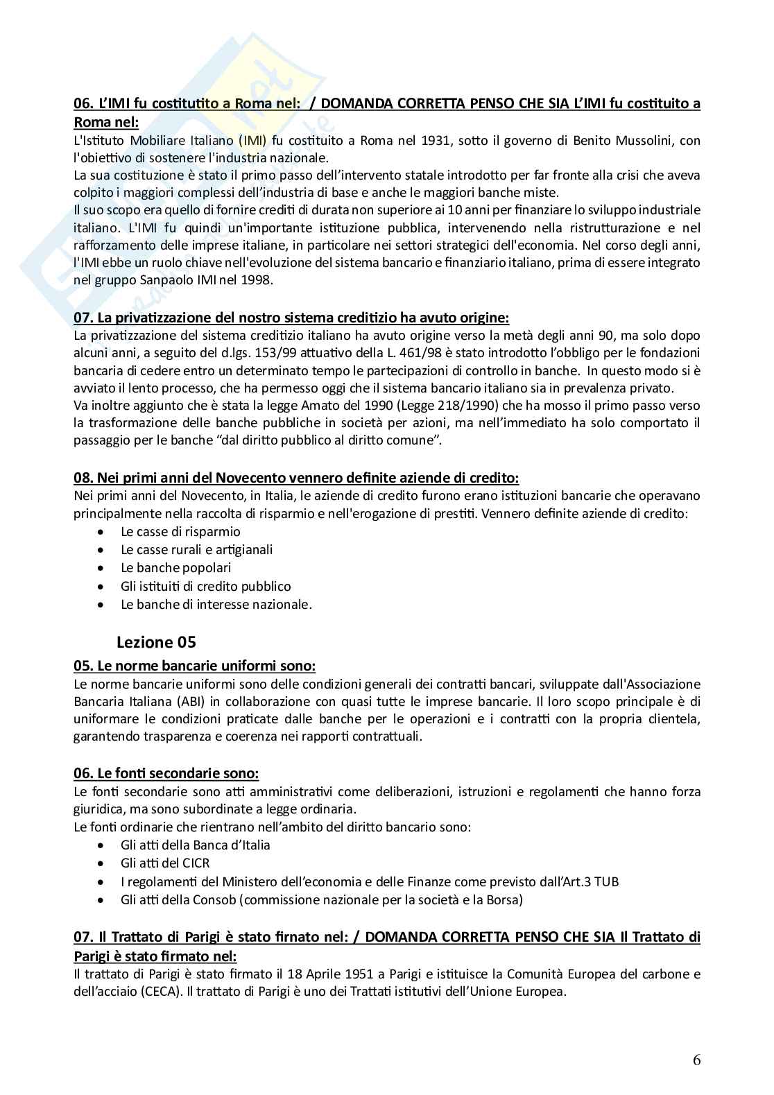 Risposte aperte paniere Diritto bancario  Pag. 6