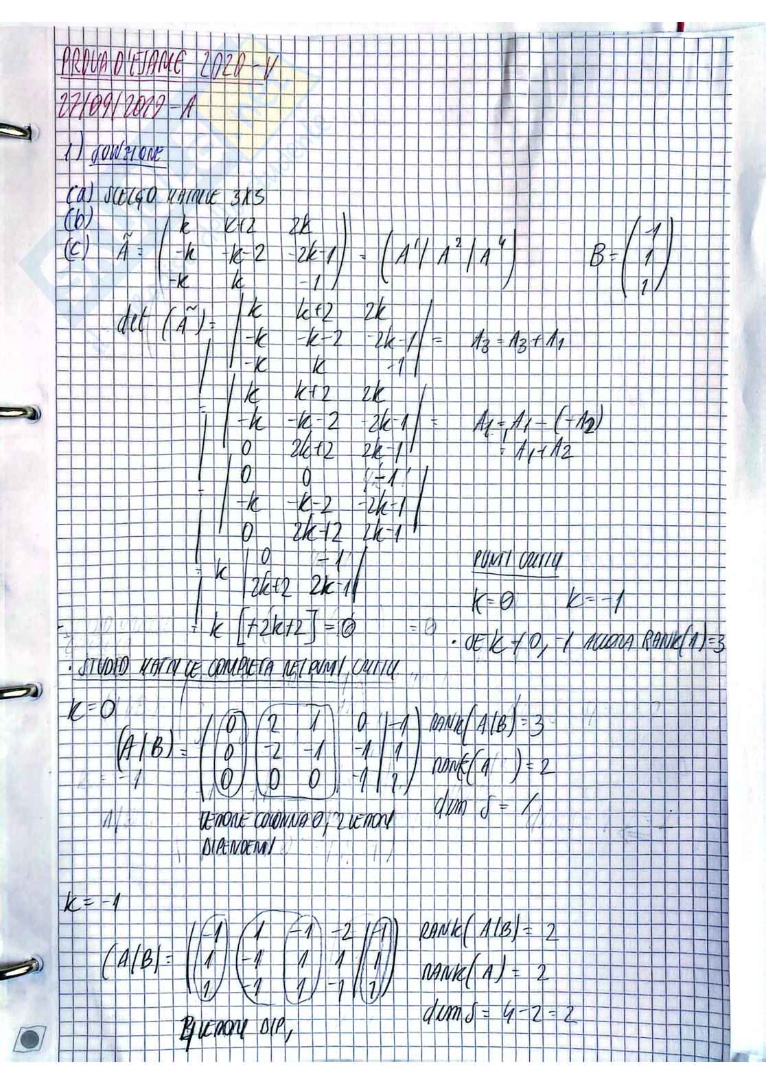 Prove d'esame risolte Algebra lineare e geometria Pag. 21