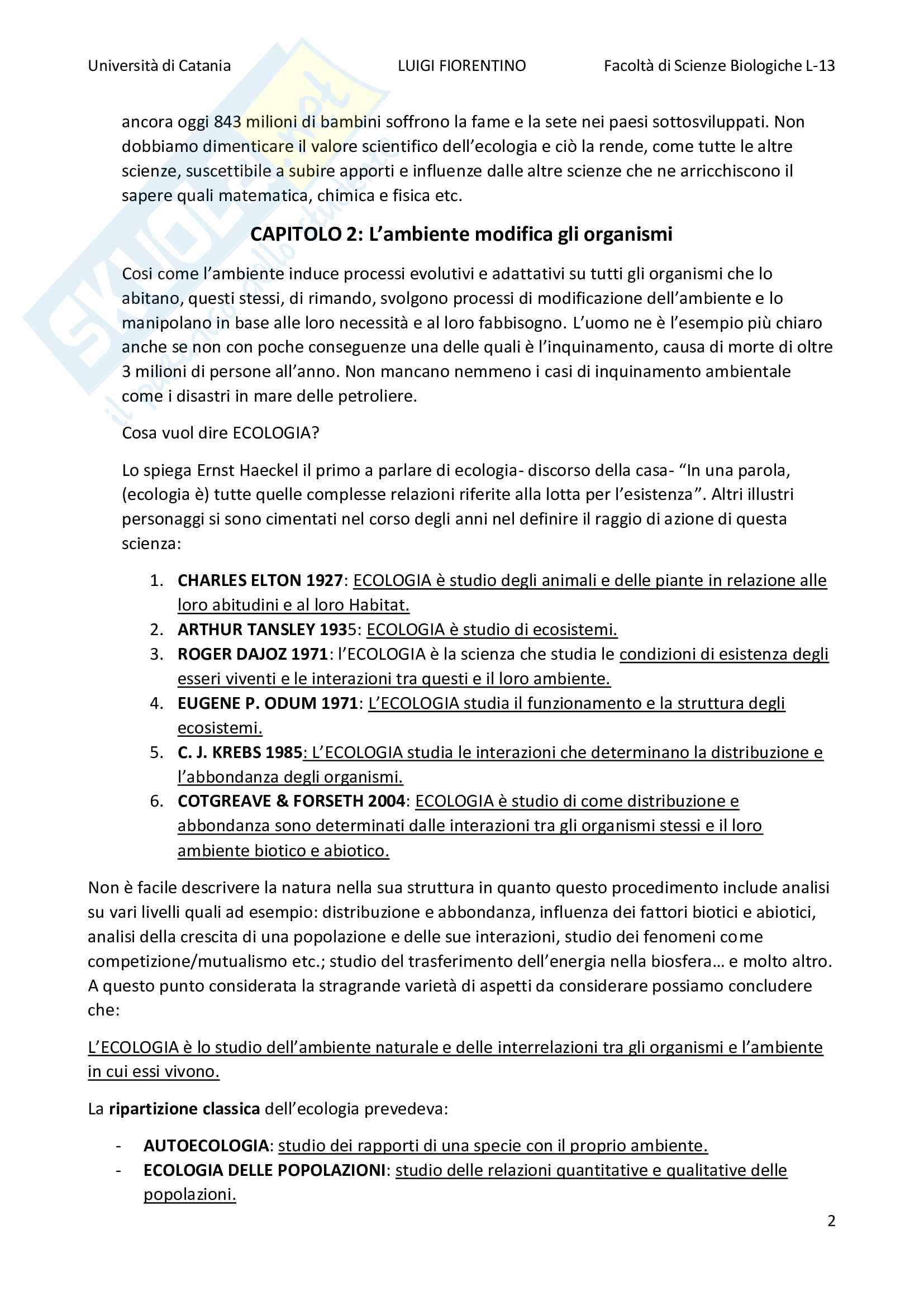Riassunti di Ecologia Pag. 2
