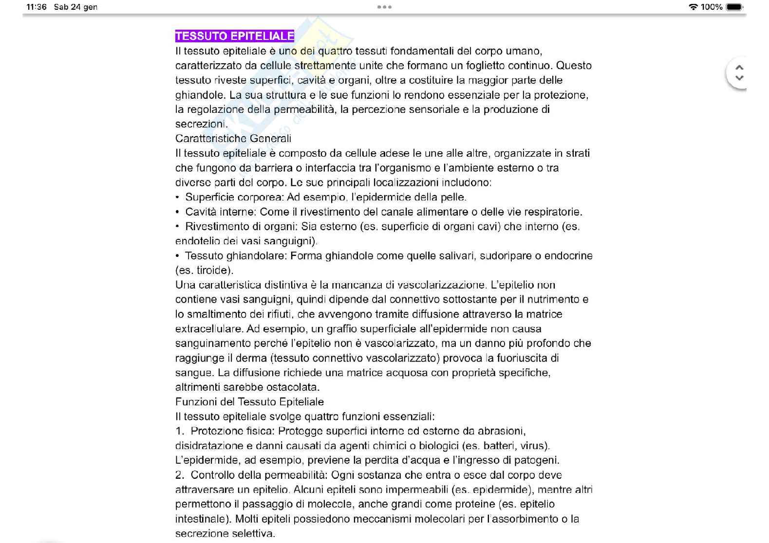 Tessuto epiteliale Pag. 1