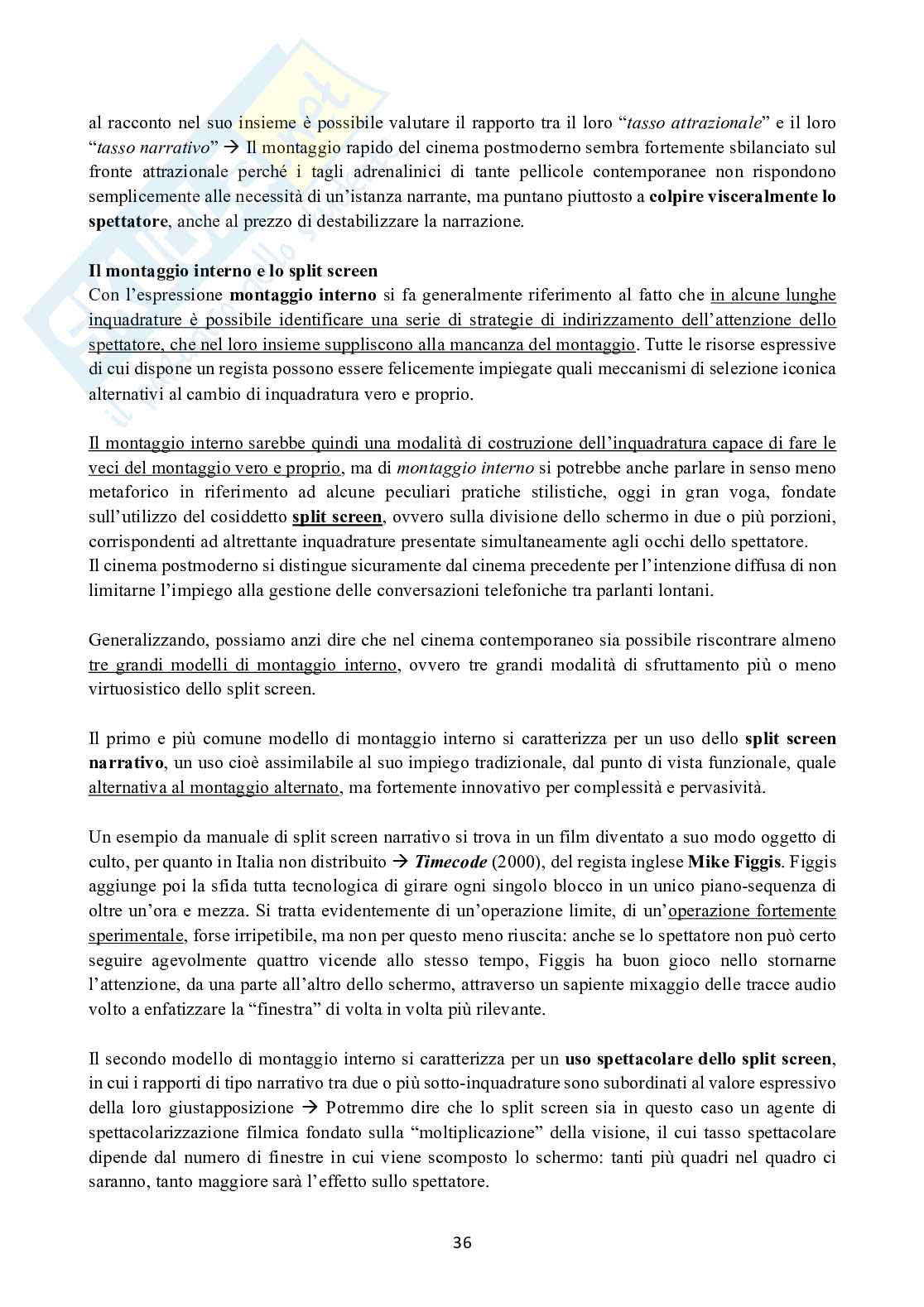 Riassunto esame Videoediting, Prof. Crupi Gianfranco, libro consigliato Il montaggio nella storia del cinema , Federico Vitella Pag. 36