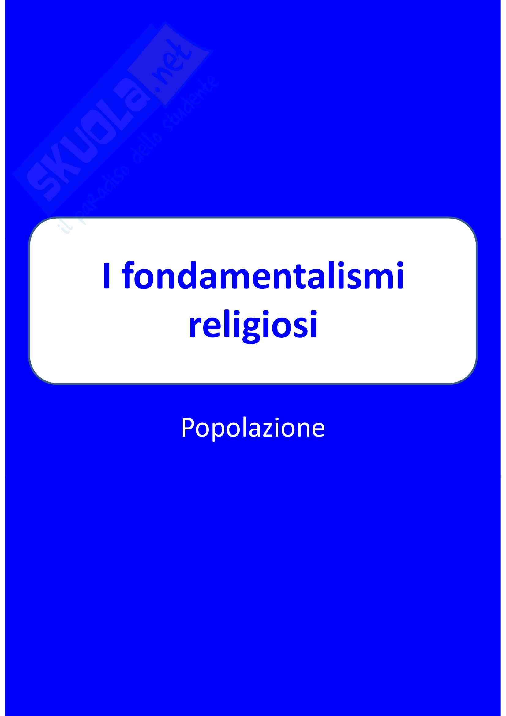 I fondamentalismi religiosi Pag. 1