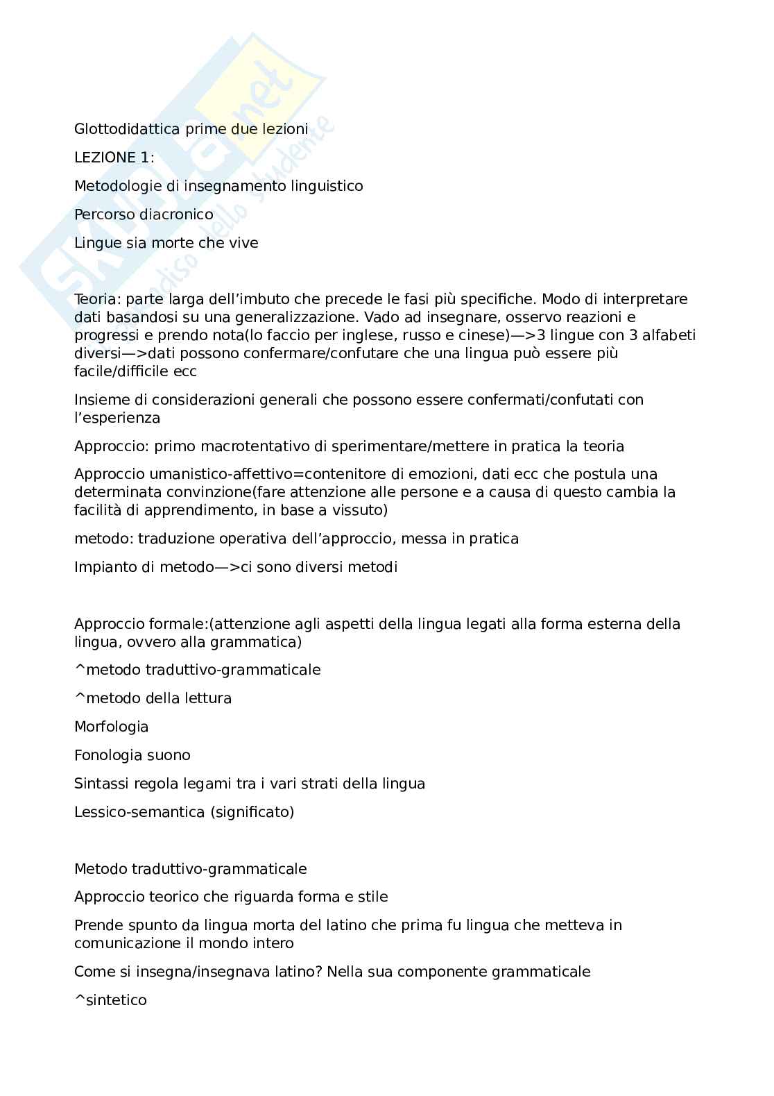 Prime lezioni di glottodidattica Pag. 1