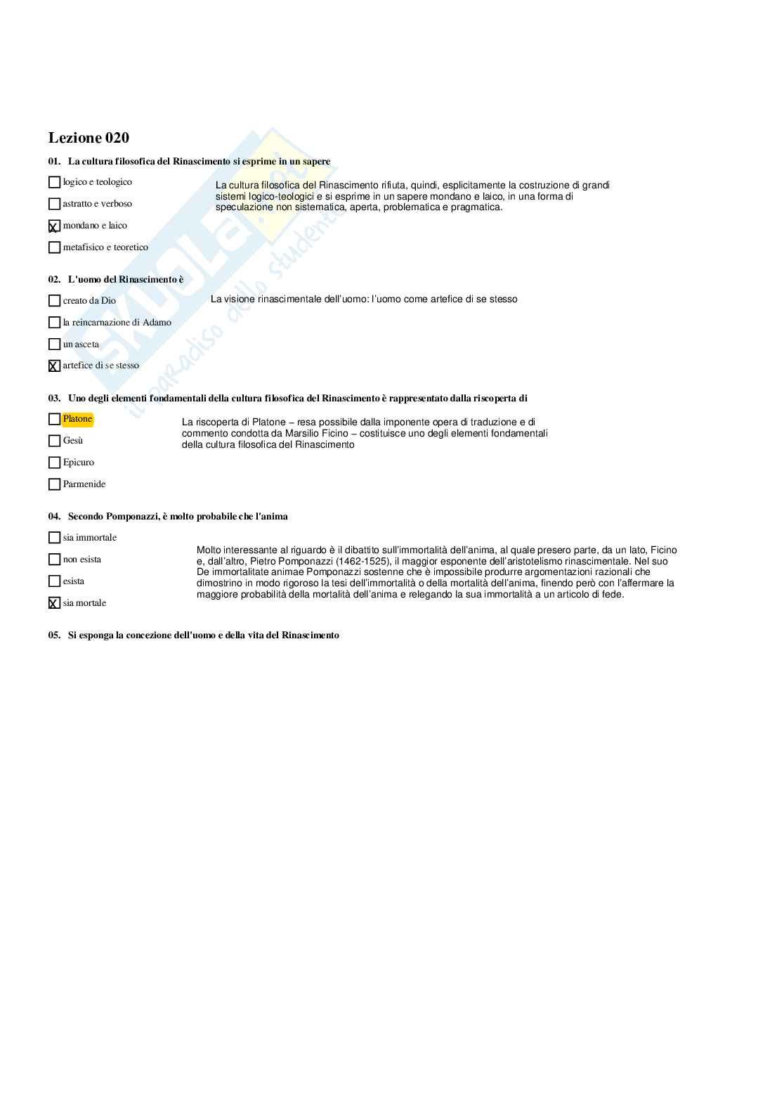 Paniere Storia della filosofia - Risposte multiple - aggiornato (2026) Pag. 26