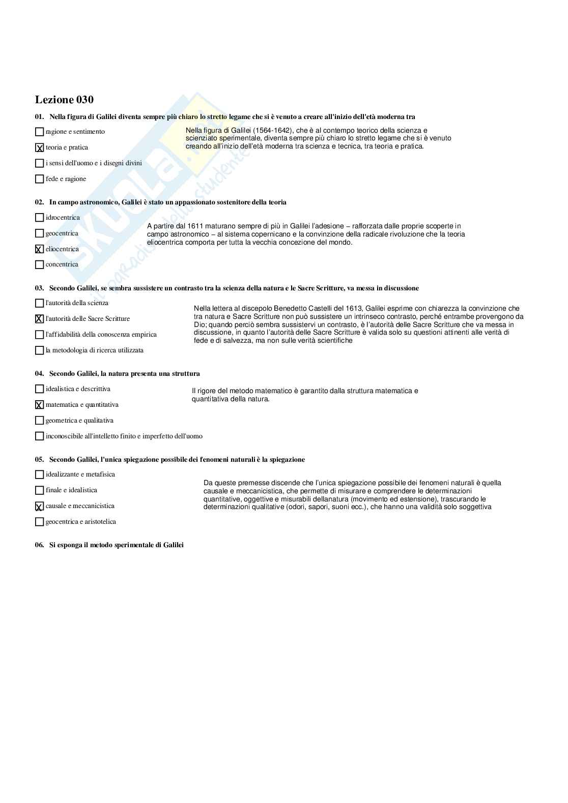 Paniere Storia della filosofia - Risposte multiple - aggiornato (2026) Pag. 36