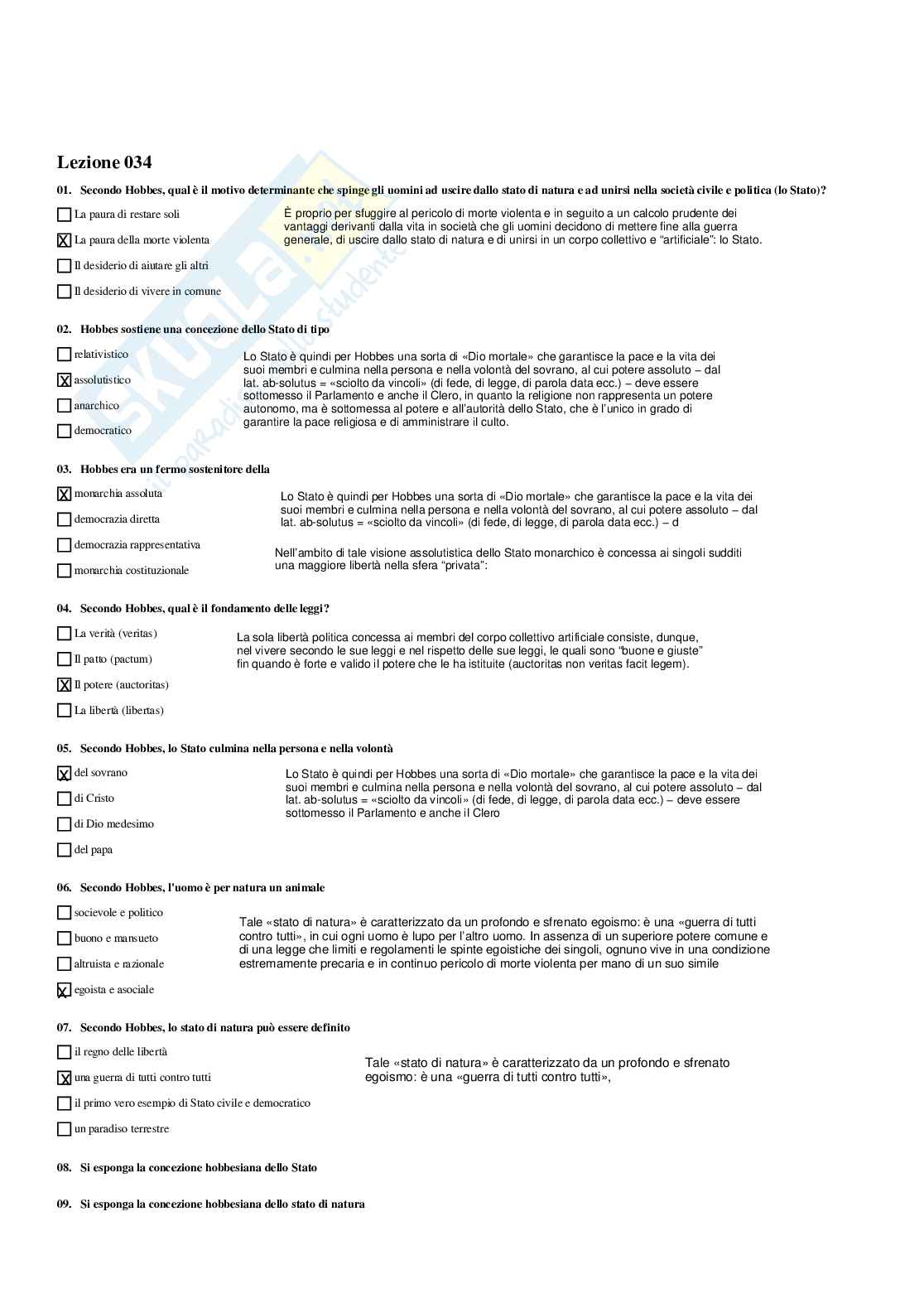 Paniere Storia della filosofia - Risposte multiple - aggiornato (2026) Pag. 41