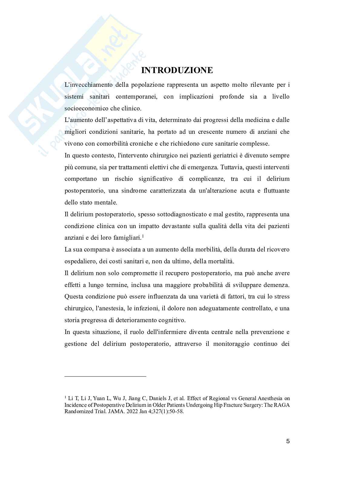 Interventi infermieristici nella prevenzione e gestione del delirium postoperatorio nel paziente geriatrico Pag. 6