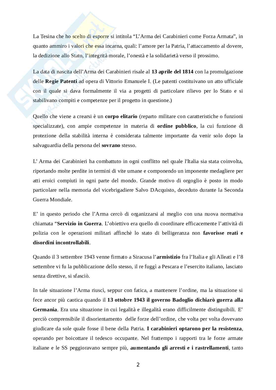 Arma dei Carabinieri come Forza Armata Pag. 2