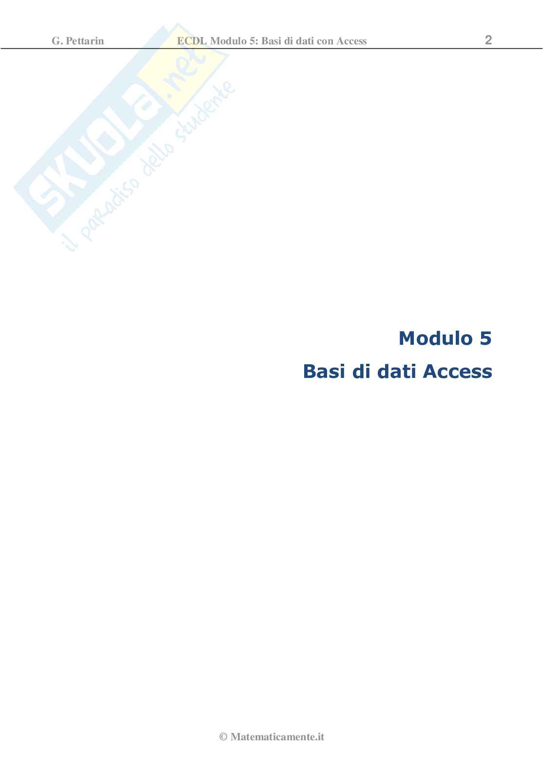 ECDL modulo 5: Basi di dati - Access (ebook) Pag. 2