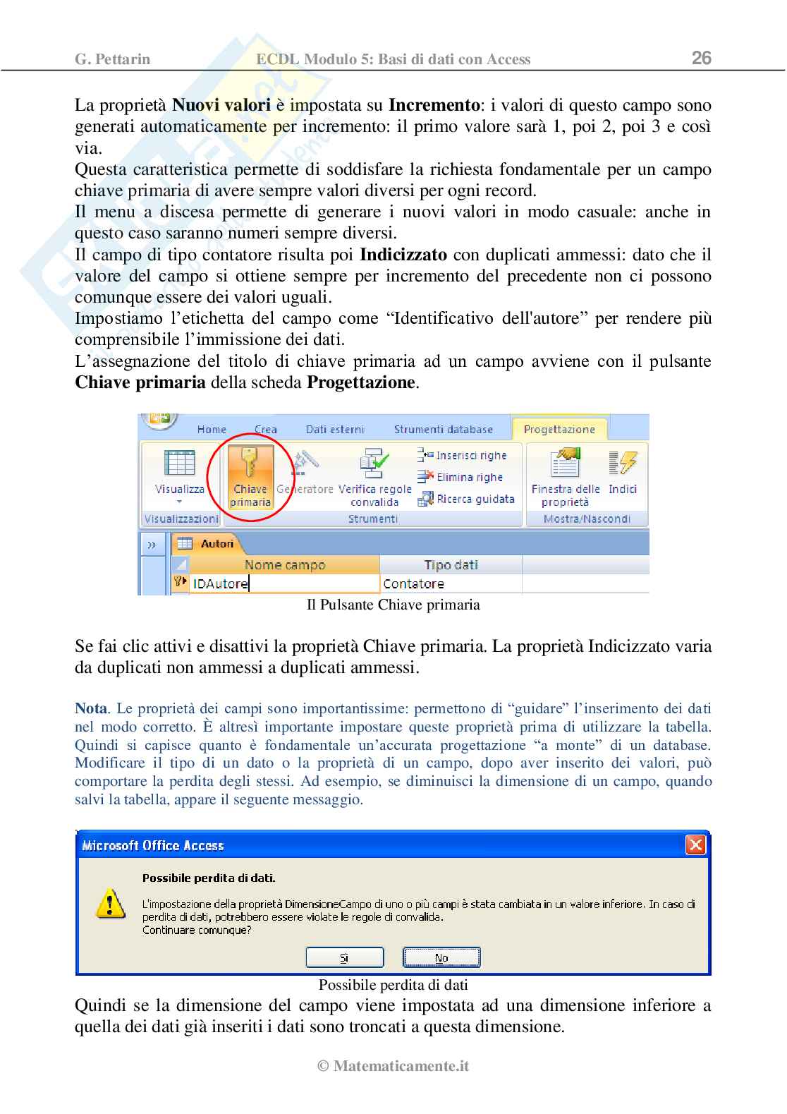 ECDL modulo 5: Basi di dati - Access (ebook) Pag. 26