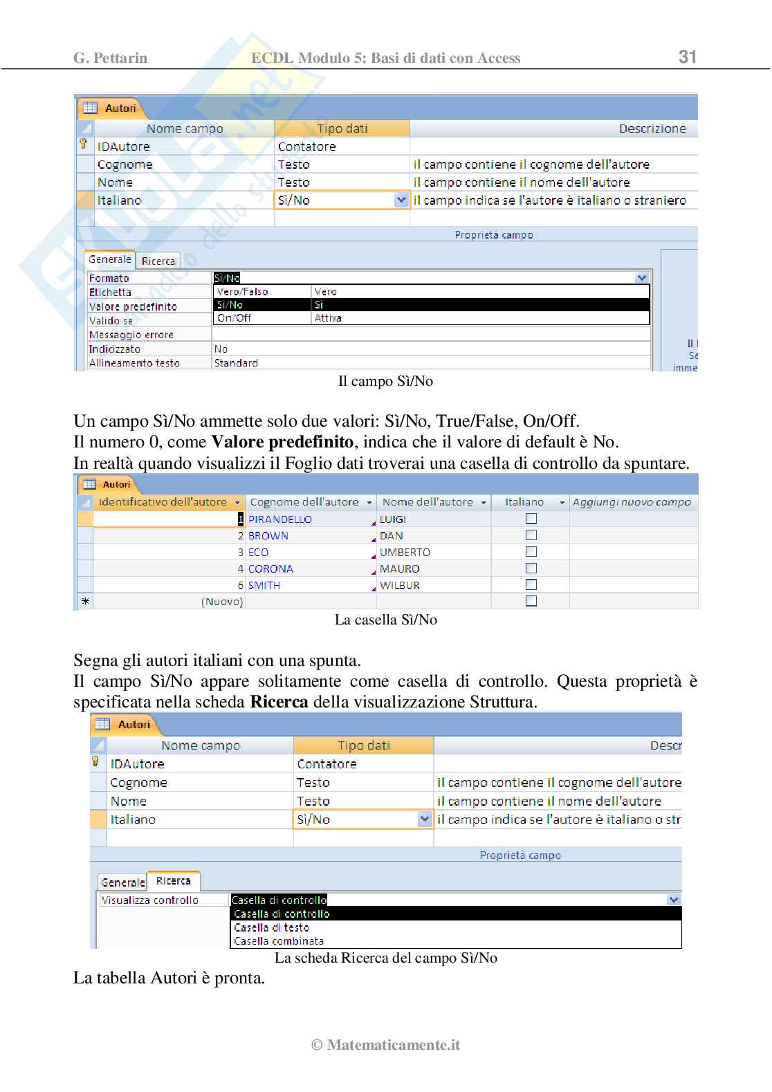 ECDL modulo 5: Basi di dati - Access (ebook) Pag. 31