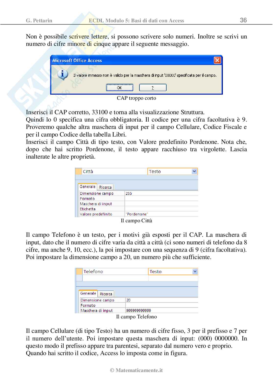 ECDL modulo 5: Basi di dati - Access (ebook) Pag. 36