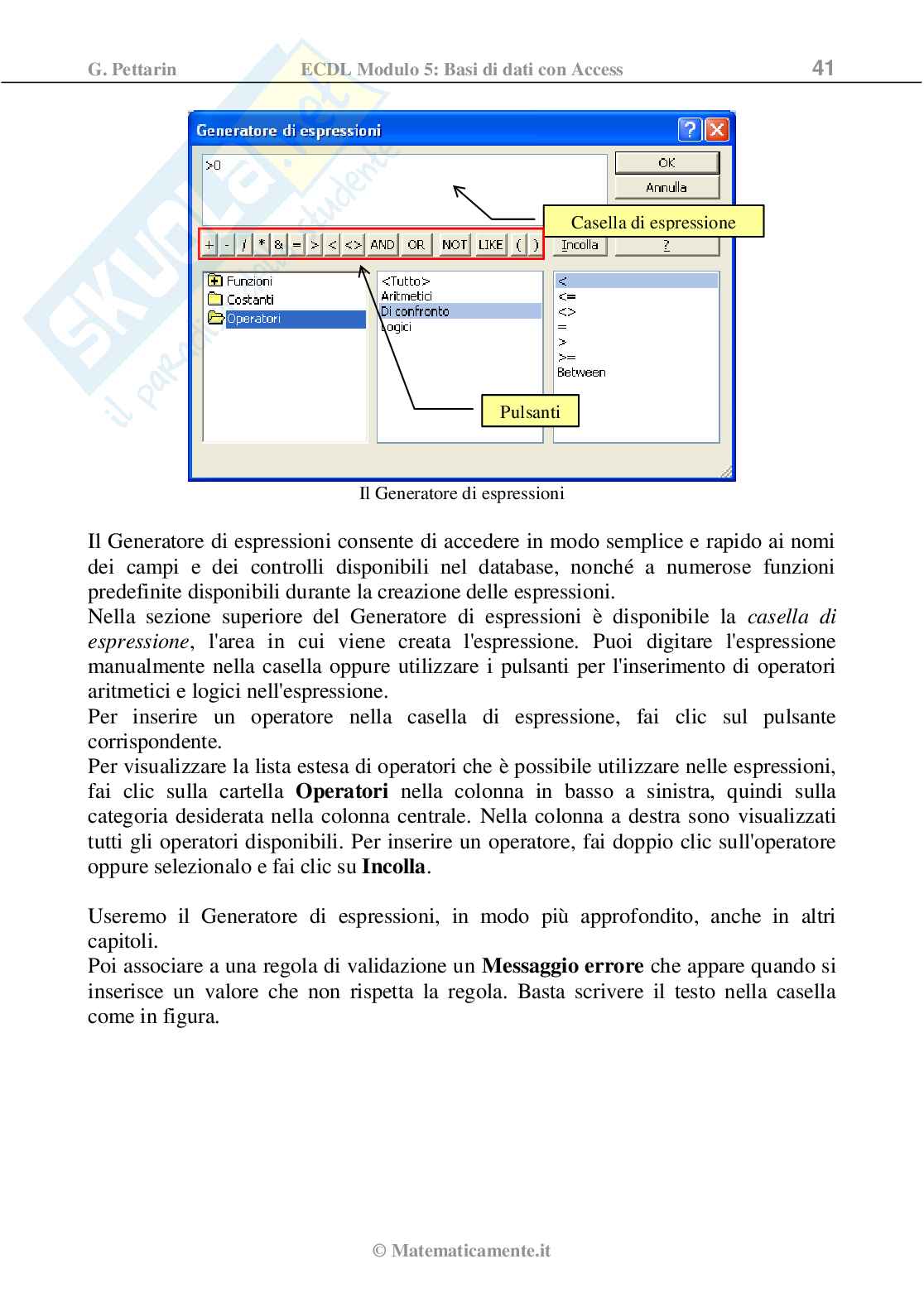 ECDL modulo 5: Basi di dati - Access (ebook) Pag. 41