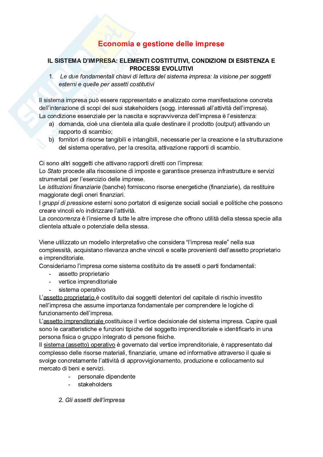 Economia e gestione delle imprese Pag. 1