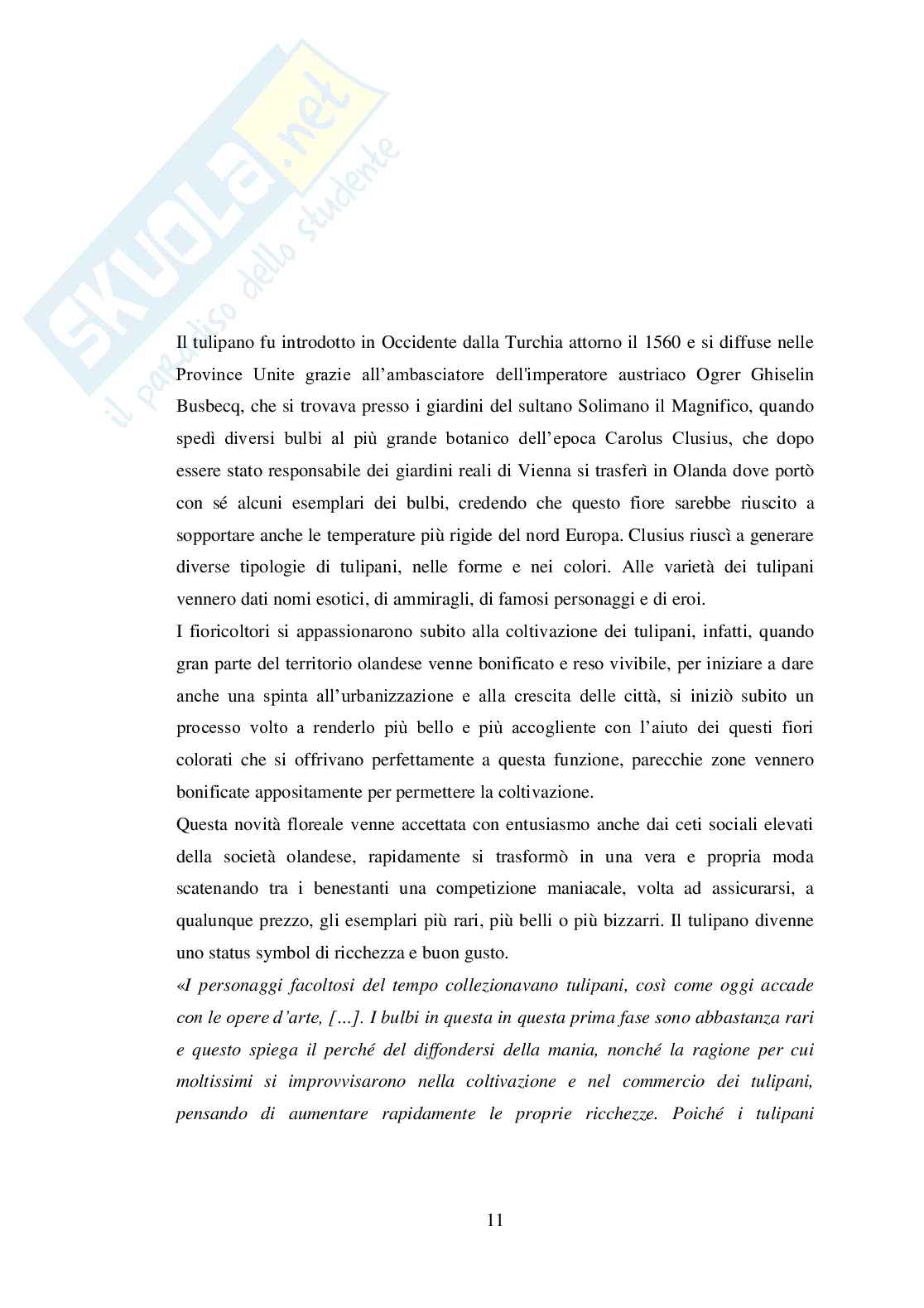 La bolla dei tulipani. Alle origini delle speculazioni finanziarie moderne. Tesi Pag. 11
