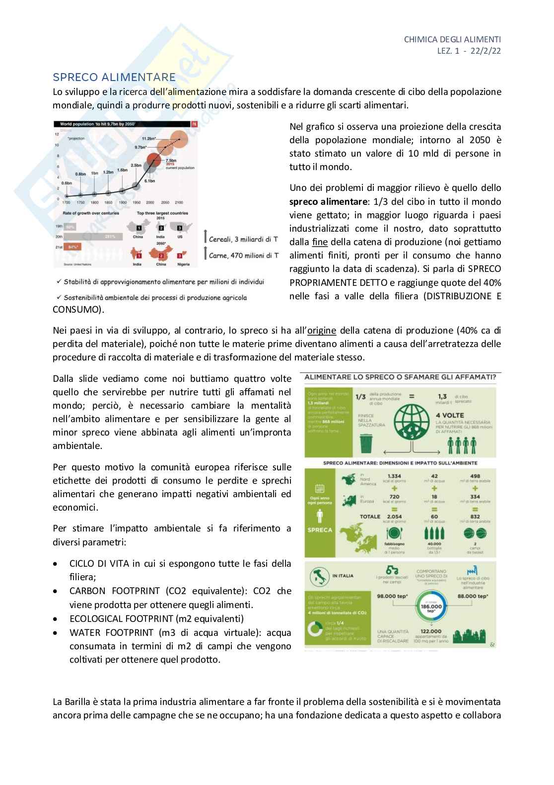 Appunti di Chimica degli alimenti - parte 2 Pag. 1