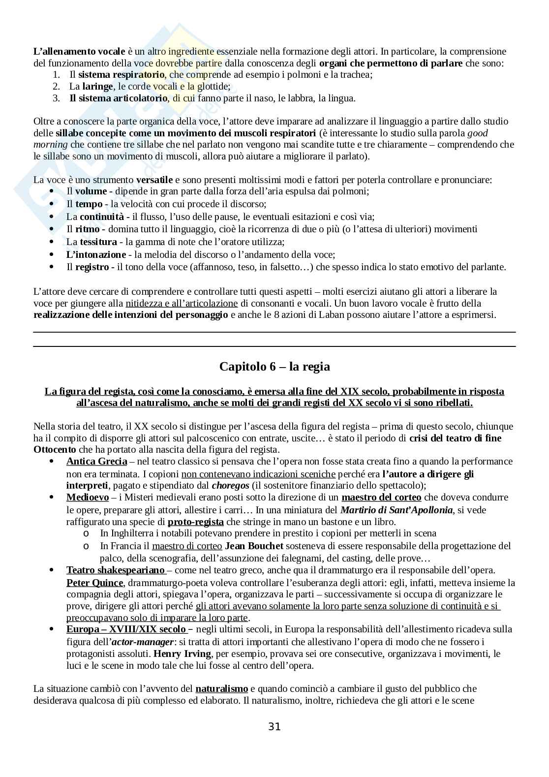Riassunto esame Storia del teatro e dello spettacolo, Prof. Matteo Paoletti, libro consigliato Il primo libro di teatro, Robert Leach Pag. 31