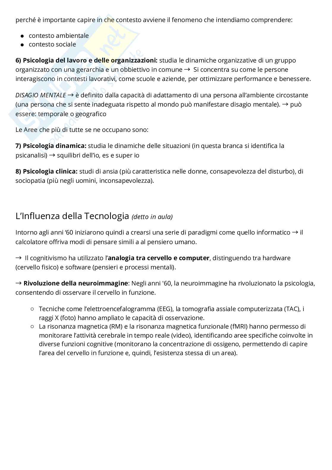Riassunto esame Psicologia generale, Prof. Burro Roberto, libro consigliato Psicologia generale - Capire la mente osservando il comportamento, Holt, Bremner, Sutherland, Vliek, Passer, Smith Pag. 16