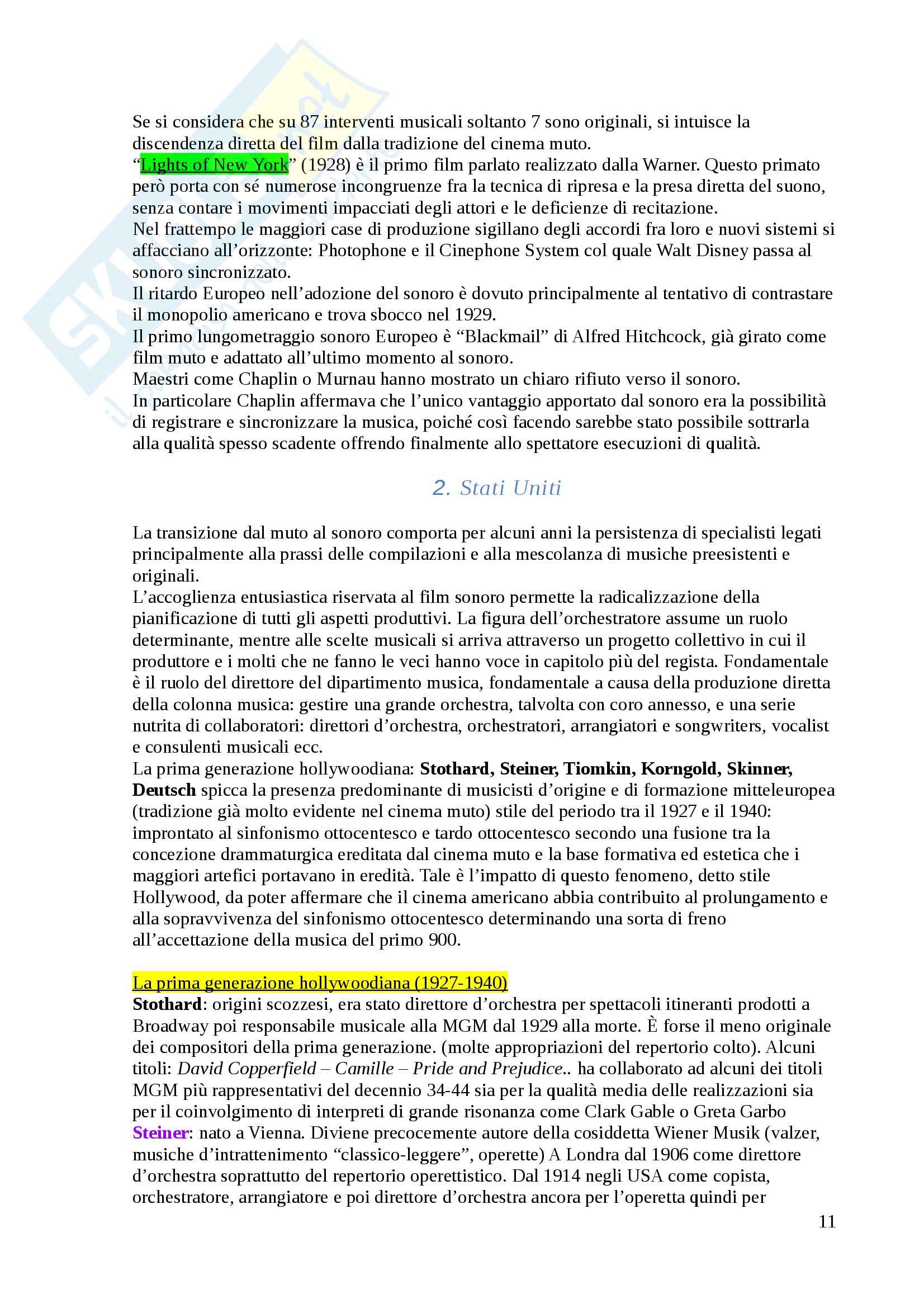 Riassunto esame Paesaggi sonori dei media, prof. Vittorini, libro consigliato Musica per film, Miceli Pag. 11